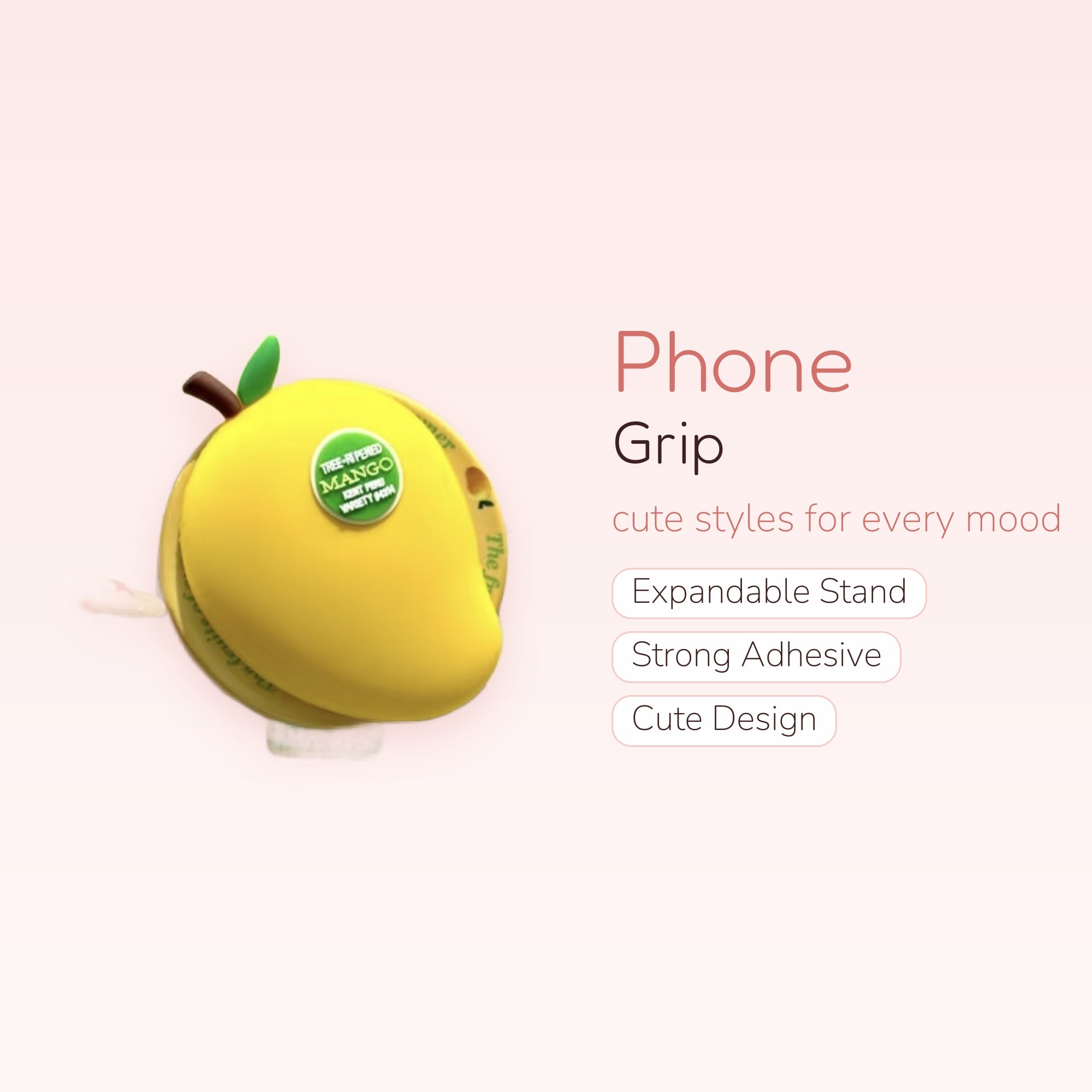 Cute Yellow Mango Instagram Phone Grip | Kawaii Fruit Pop Socket Stand