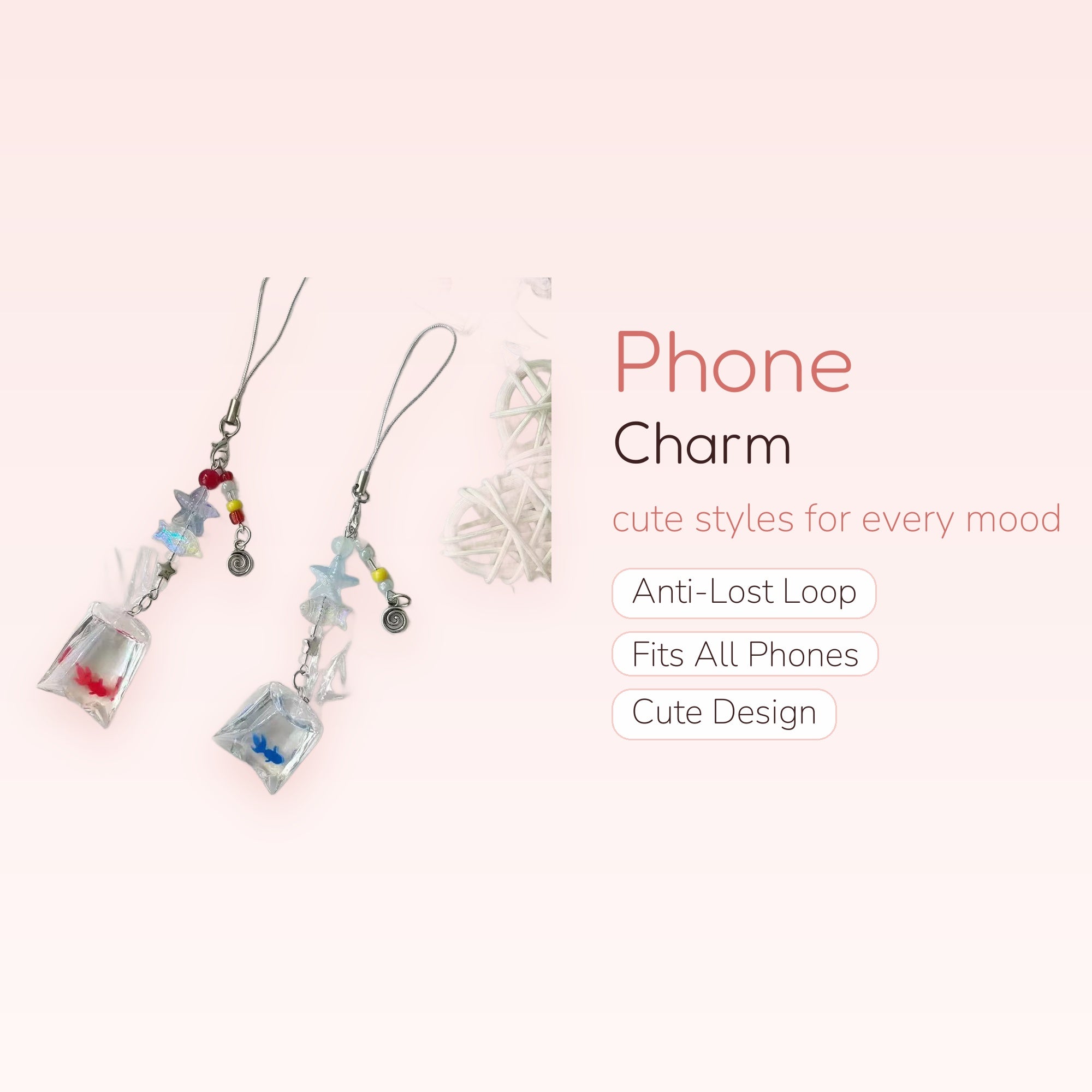 Kawaii Goldfish Bag Phone Charm | Aesthetic Beaded Starfish Strap