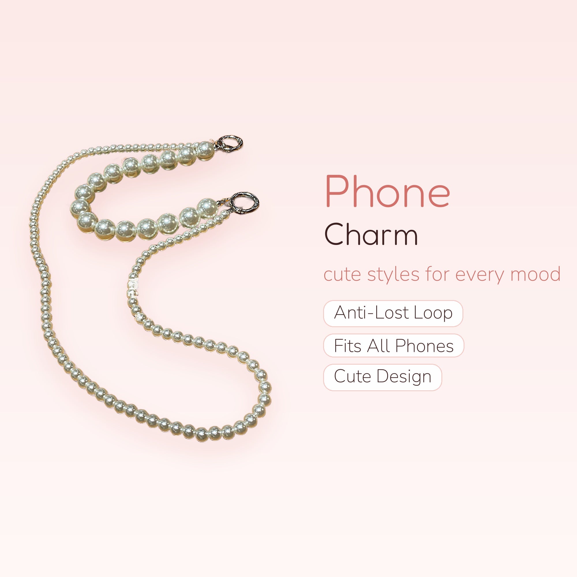 Elegant Pearl Phone Charm Strap | Classic Beaded Wrist Lanyard