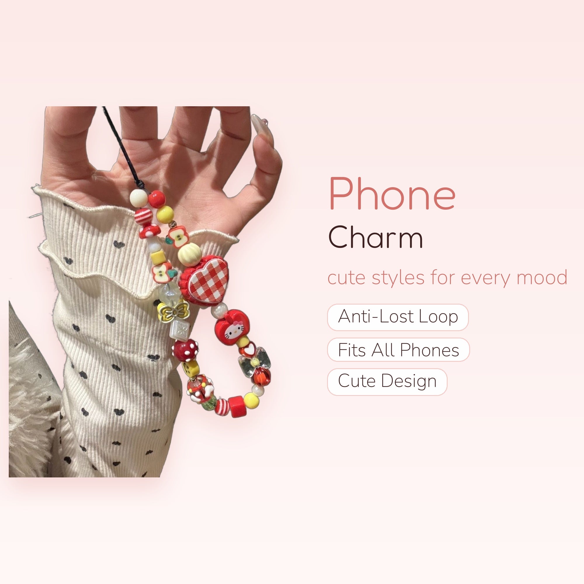 Clean Girl — Minimalist White Pearl Phone Charm Lanyard
