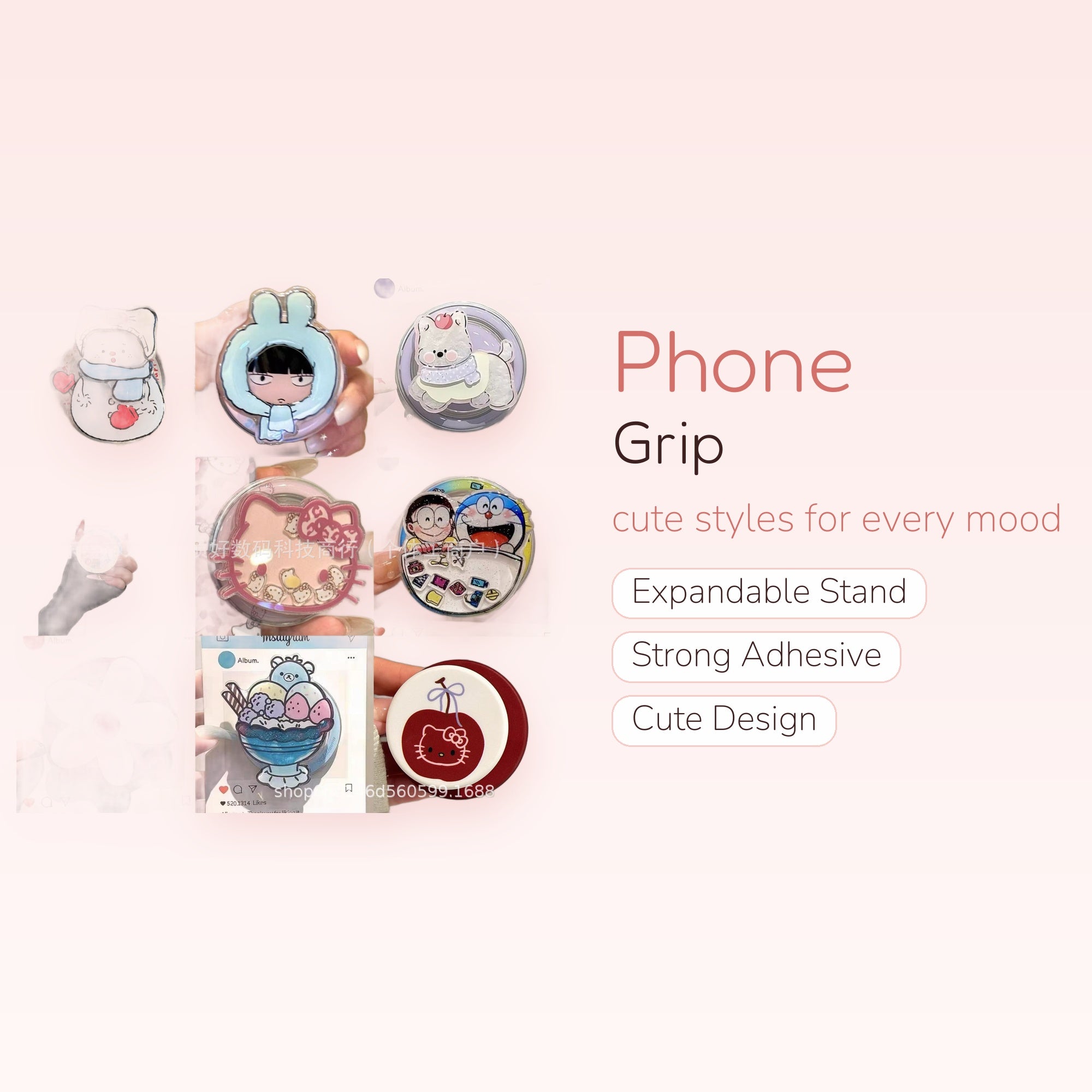 Kawaii Cartoon Character Phone Grip Collection | Cute Pop Socket Stand for Phones