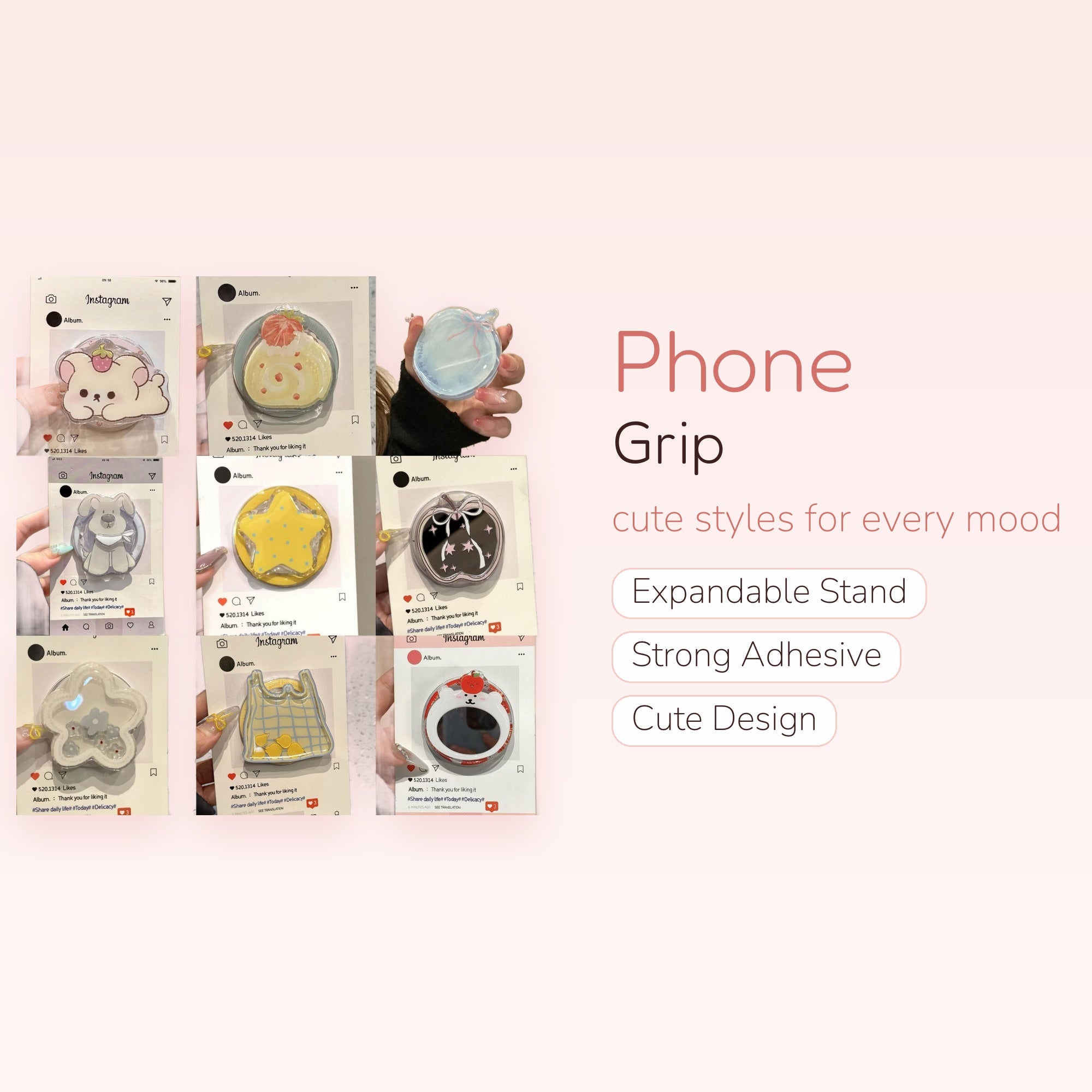 Kawaii Assorted Character Phone Grips | Cute Pop Socket Stands for Phones