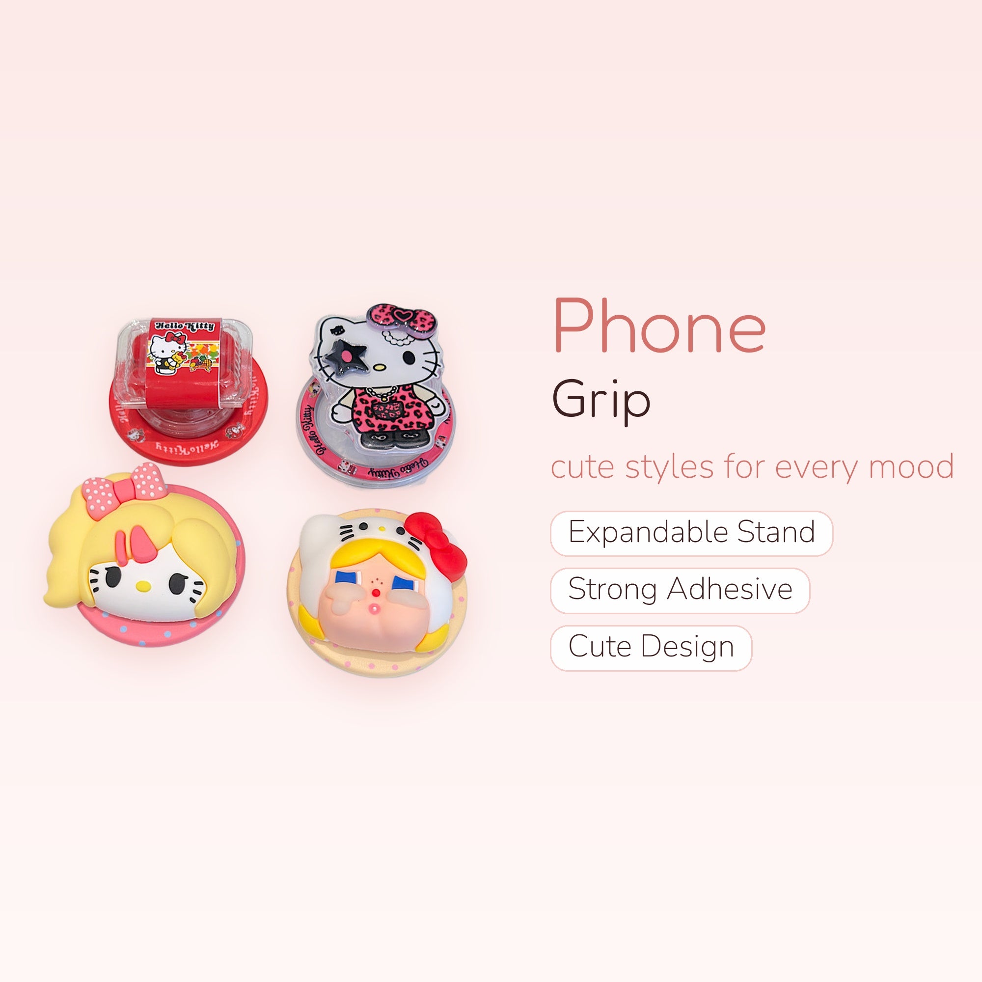 Kawaii Hello Kitty & Cute Character Phone Grips | Pop Socket Stands