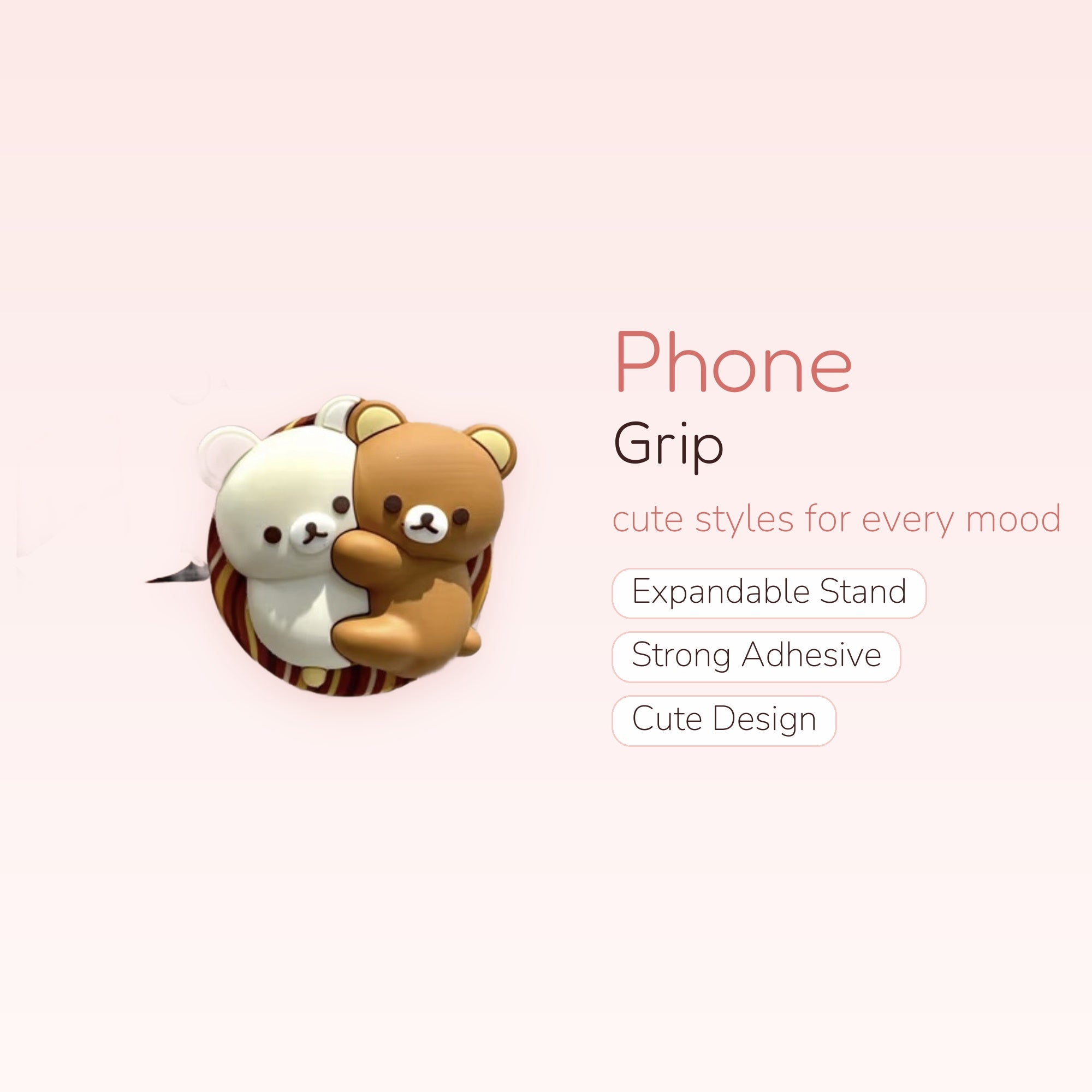 Kawaii Rilakkuma & Korilakkuma Bear Phone Grip | Cute Instagram Pop Socket Stand