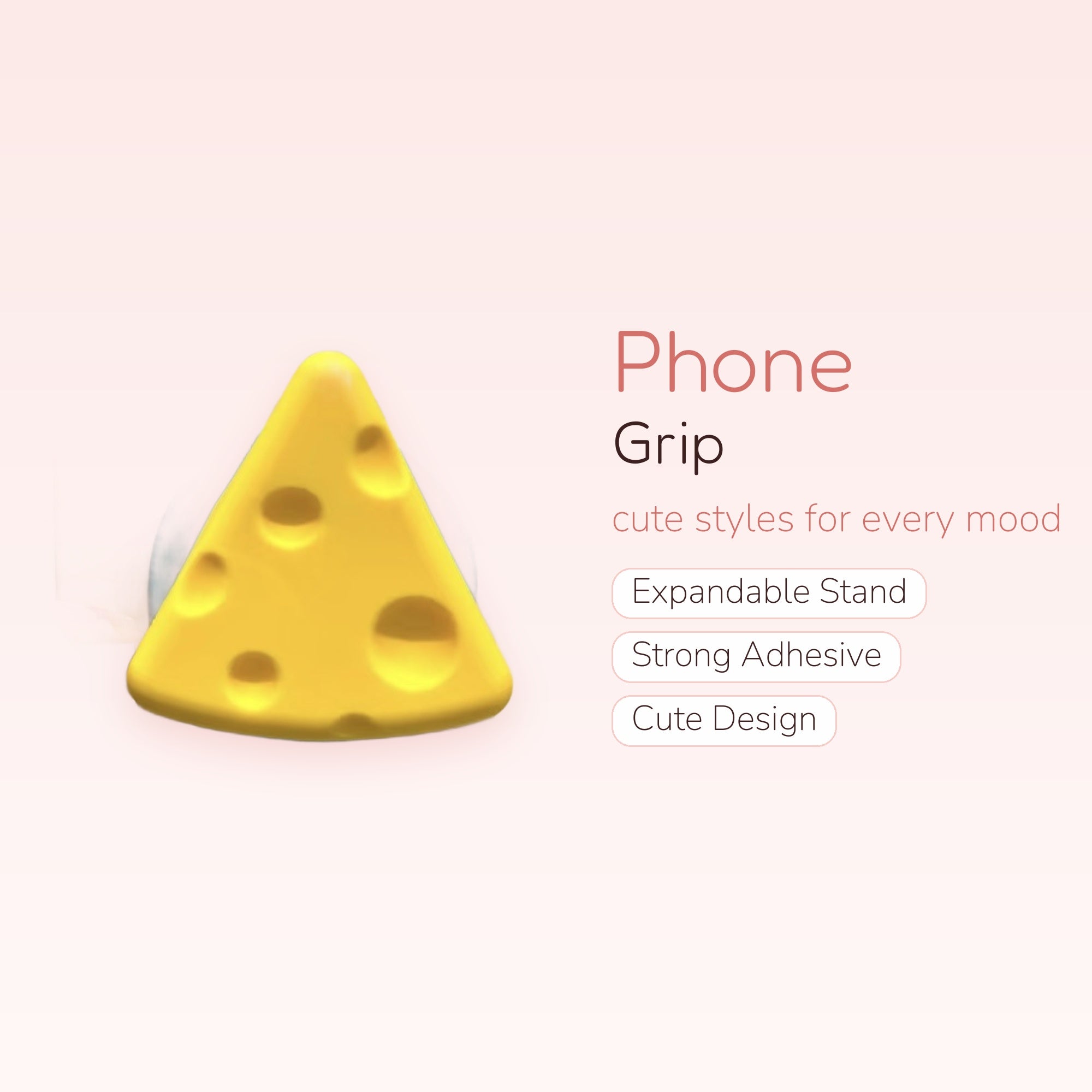 Cute Cheese Slice Phone Grip | Kawaii Instagram Pop Socket Stand