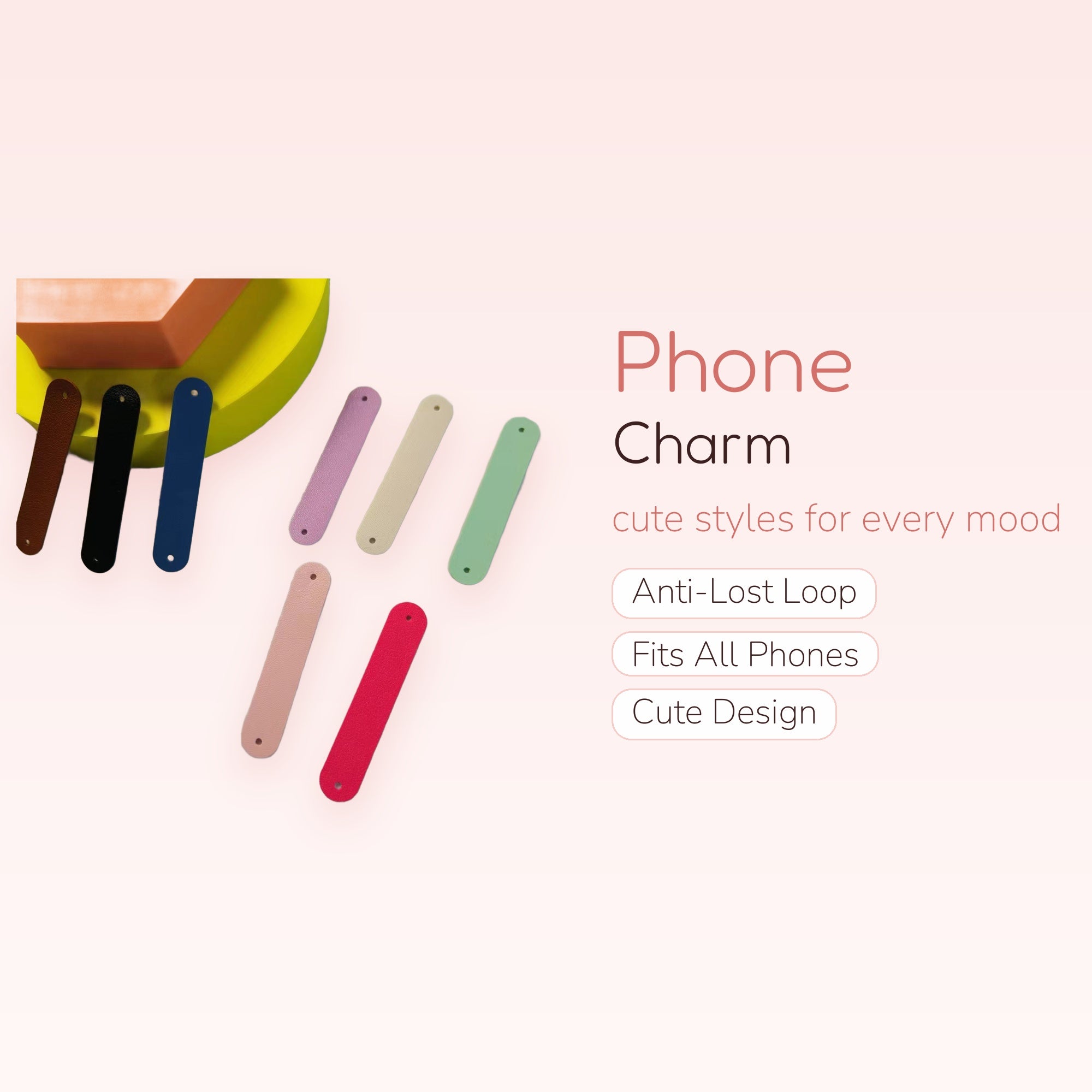 Colorful Faux Leather Phone Charm Straps | Minimalist Wrist Lanyards