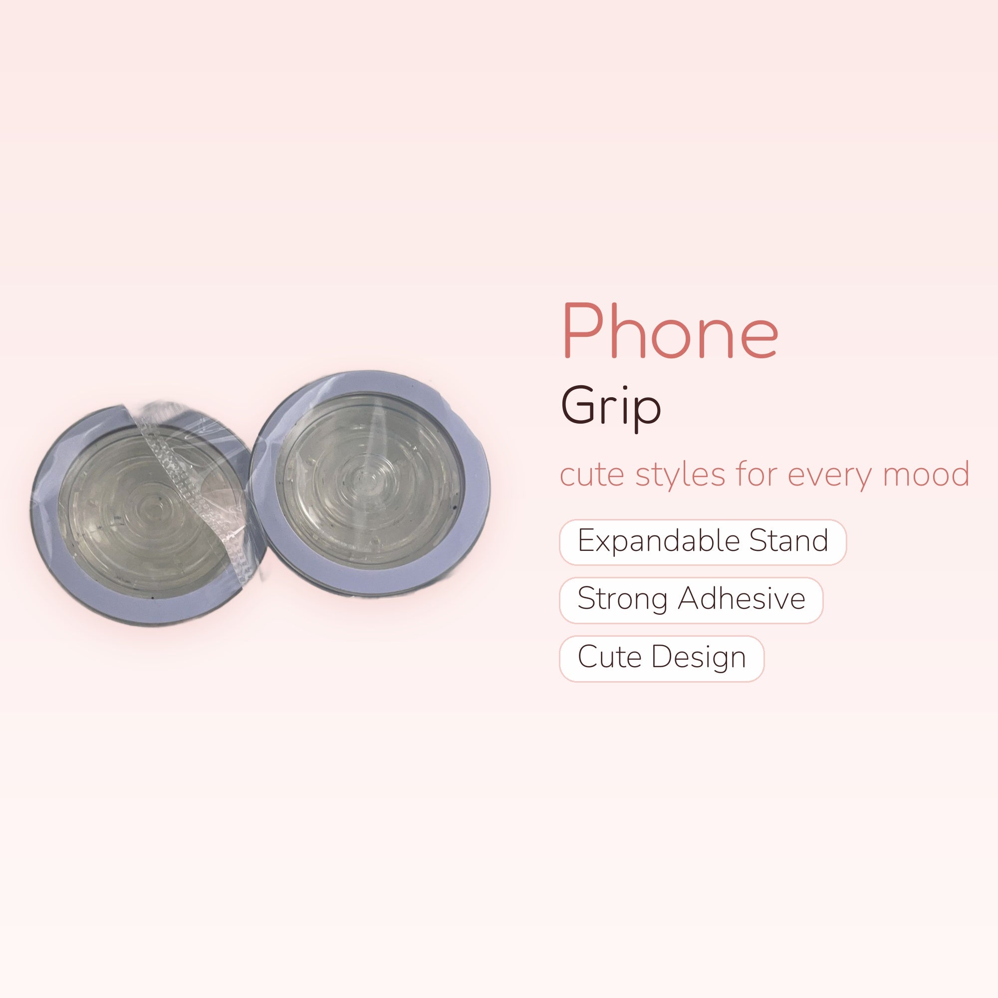 Pastel Purple Round Phone Grip | Clear Acrylic Pop Socket Stand