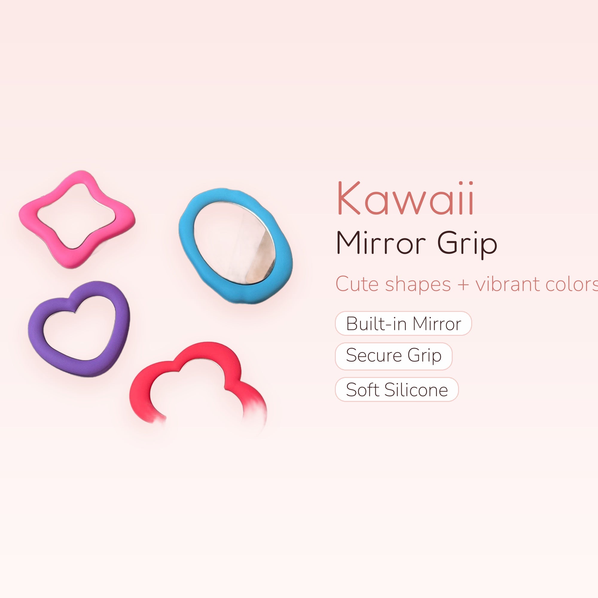 Cute Mirror Phone Grip Stand | Kawaii Pop Socket Holder