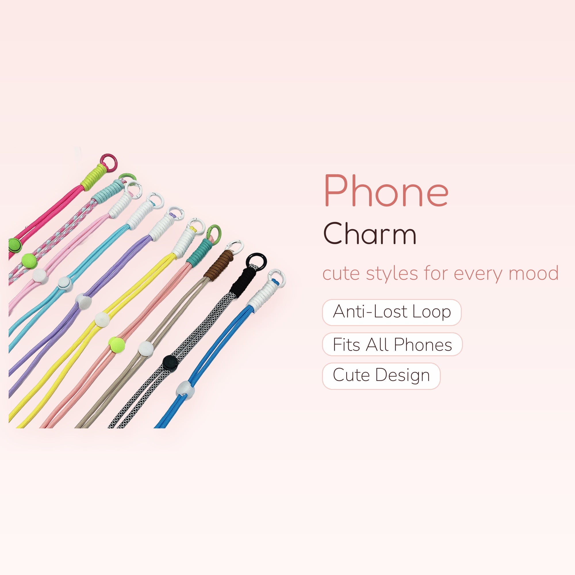 Colorful Adjustable Phone Lanyard | Cute Mask Strap with Cord Lock