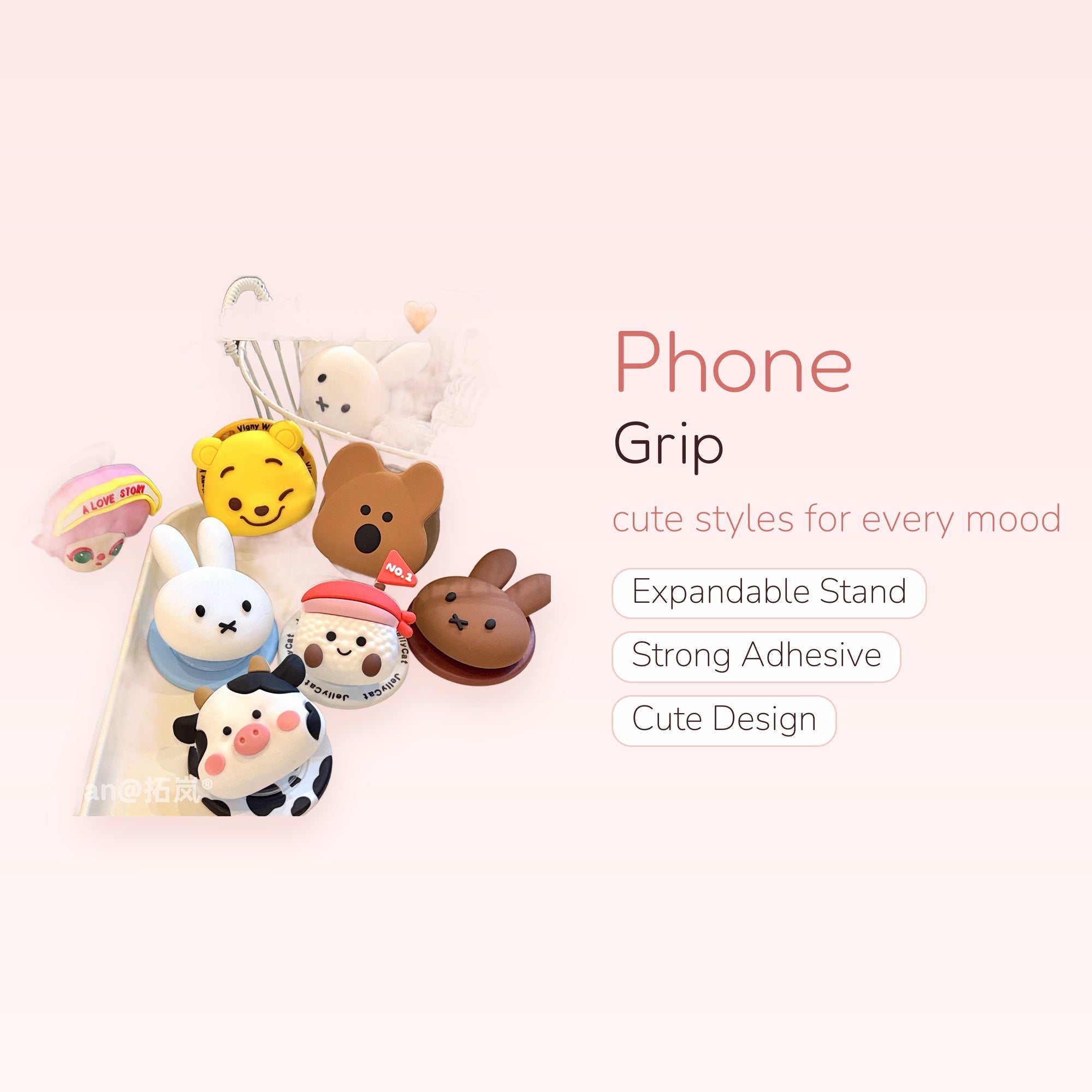 Kawaii Cartoon Character Phone Grip | Cute Magsafe Pop Socket Stand