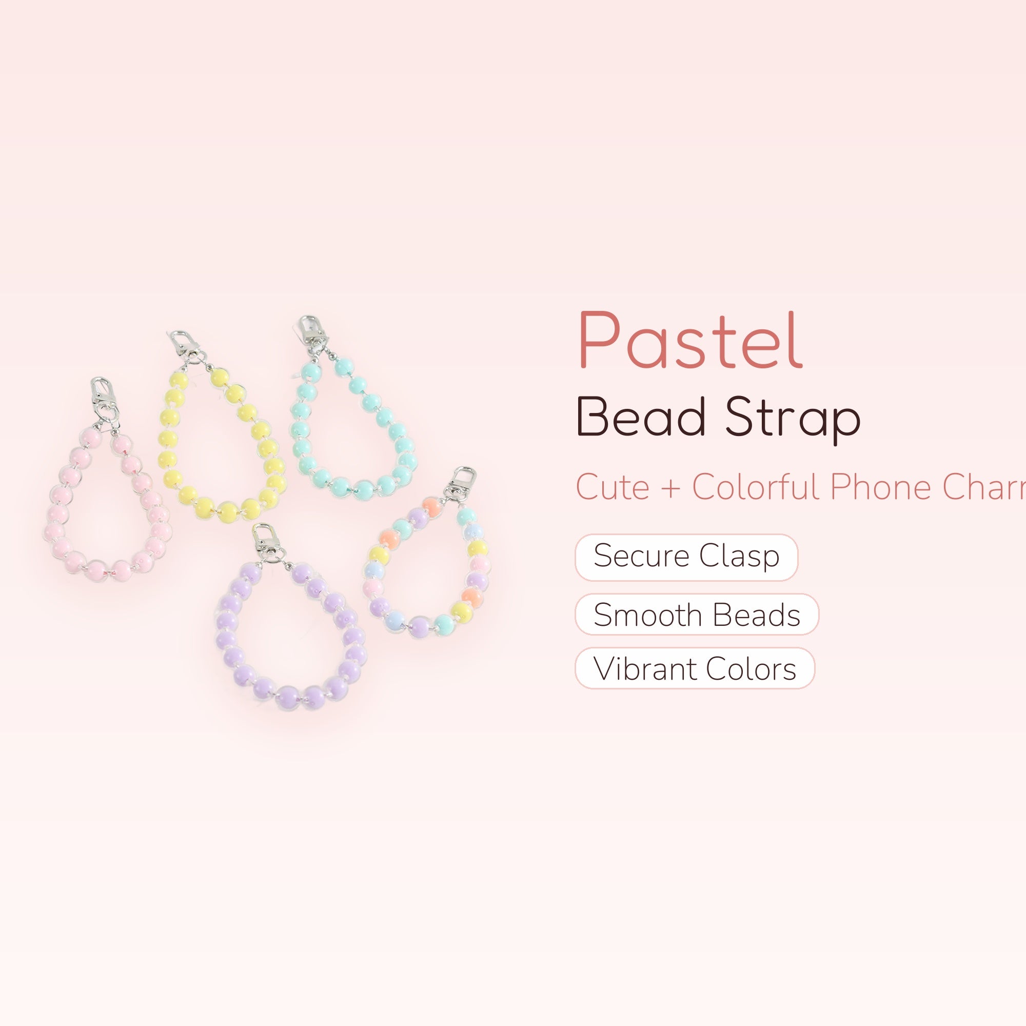 Pastel Beaded Phone Charm Strap | Cute Acrylic Wrist Lanyard