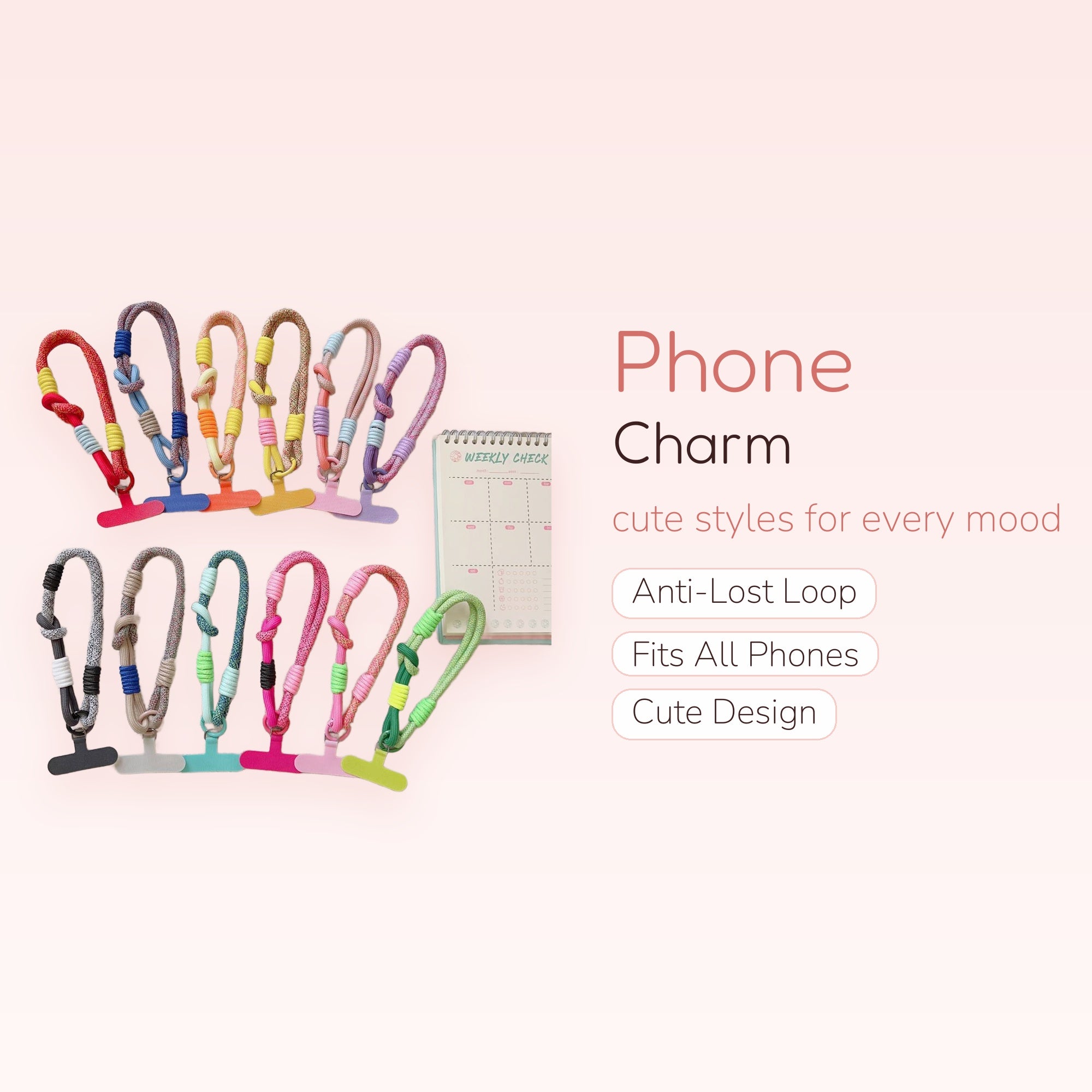 Colorful Braided Rope Phone Charm | Aesthetic Wrist Lanyard Strap