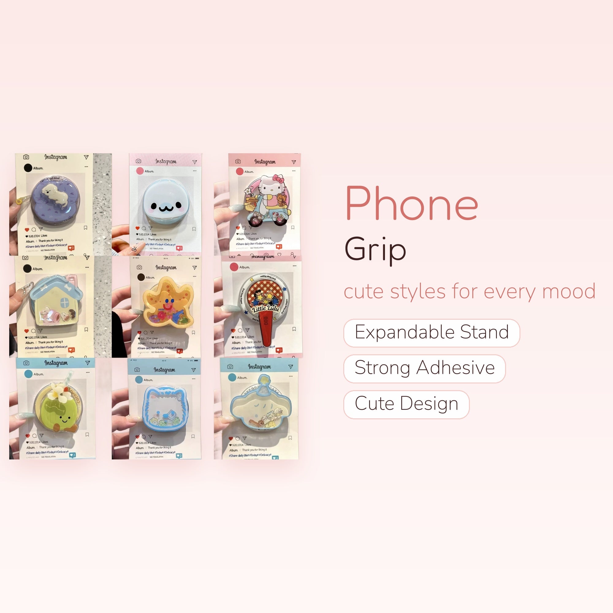 Kawaii Cartoon Character Phone Grip Collection | Cute Pop Socket Stand