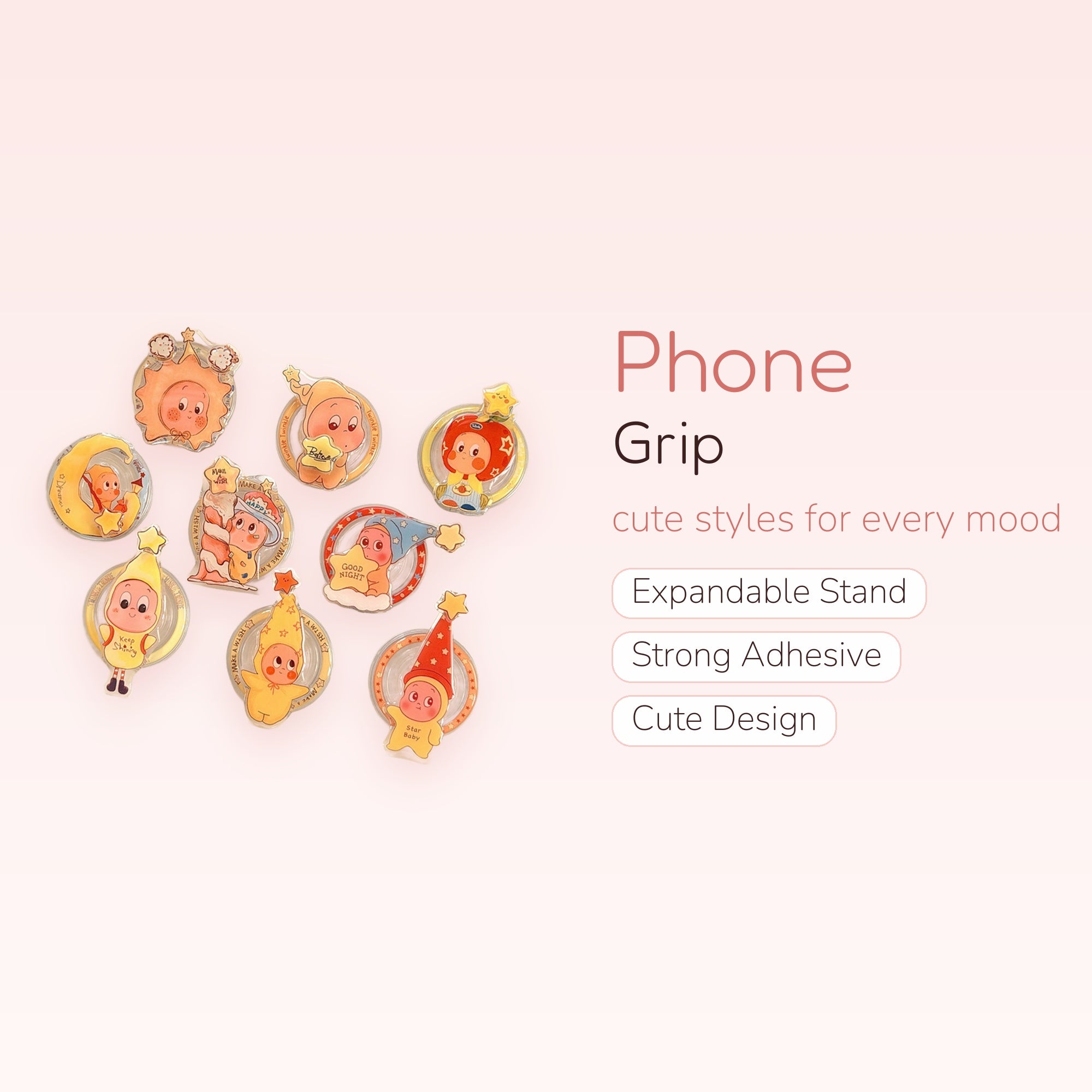 Kawaii Baby Star Phone Grip Collection | Cute Dreamer Pop Socket Stand