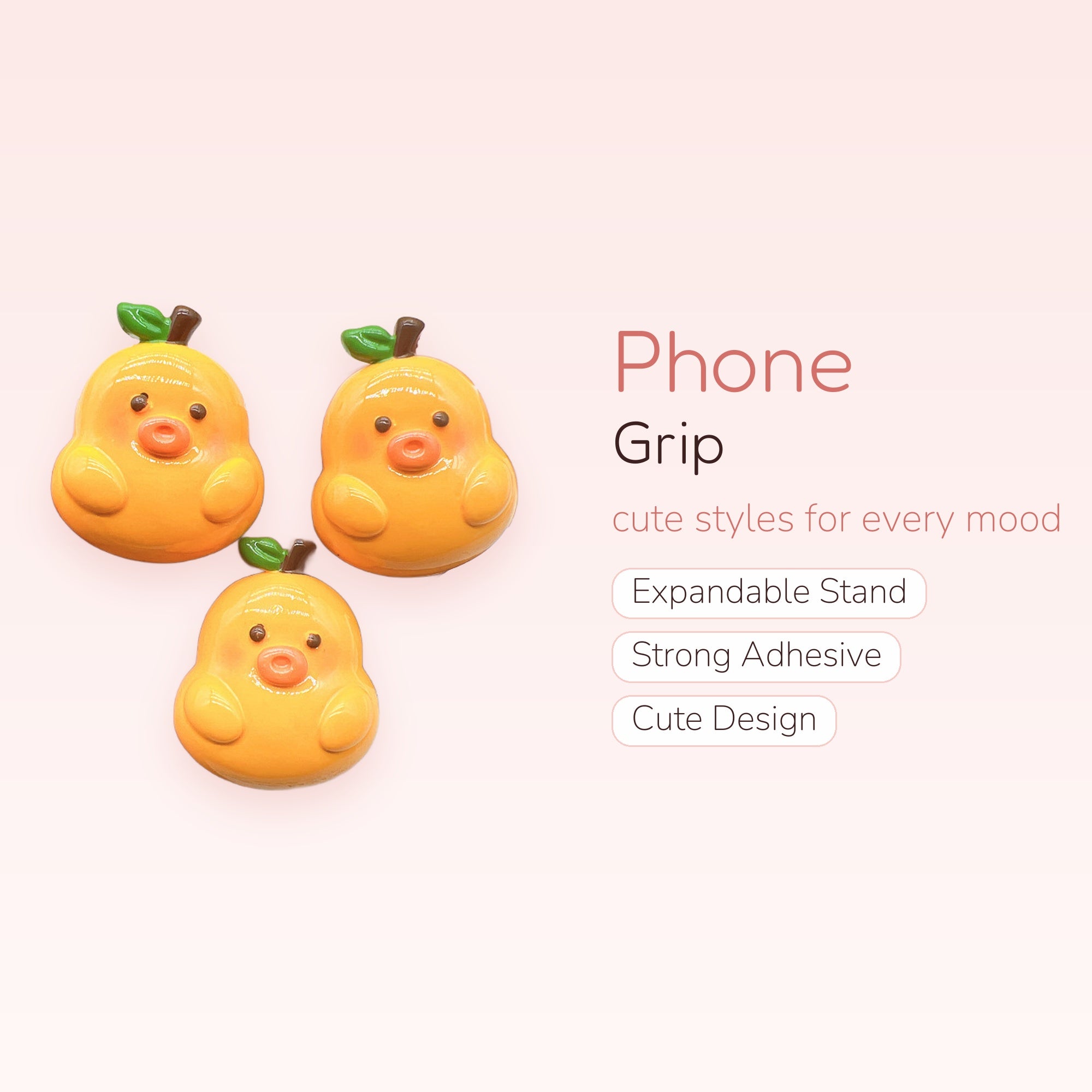 Cute Orange Duck Phone Grip | Kawaii Fruit Animal Pop Socket Stand