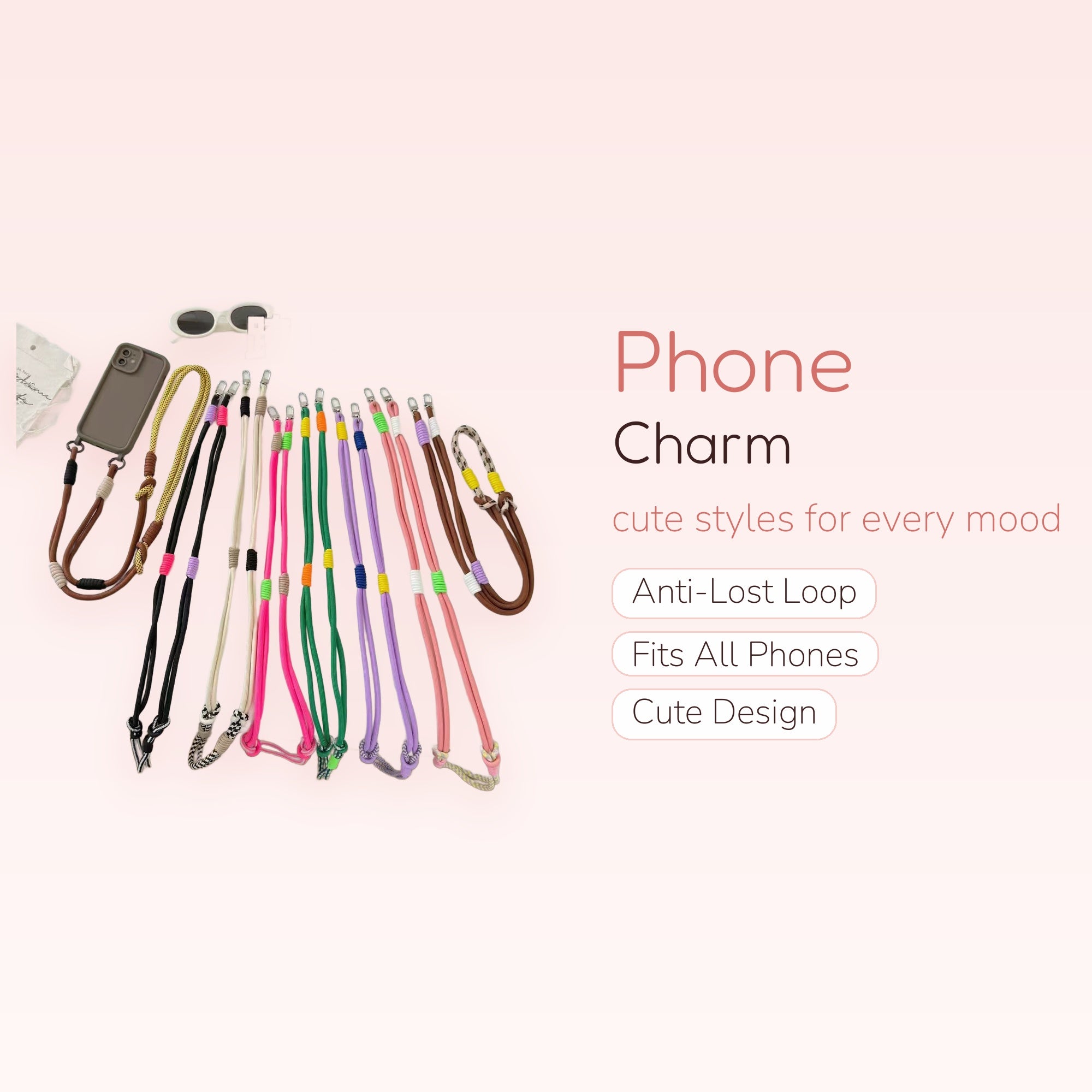 Adjustable Crossbody Phone Lanyard | Colorful Braided Rope Phone Strap
