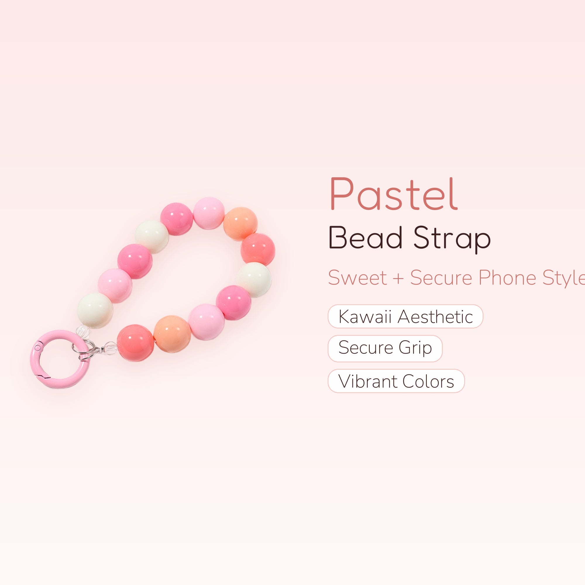 Pastel Bead Phone Charm Strap | Cute Wrist Lanyard Keychain