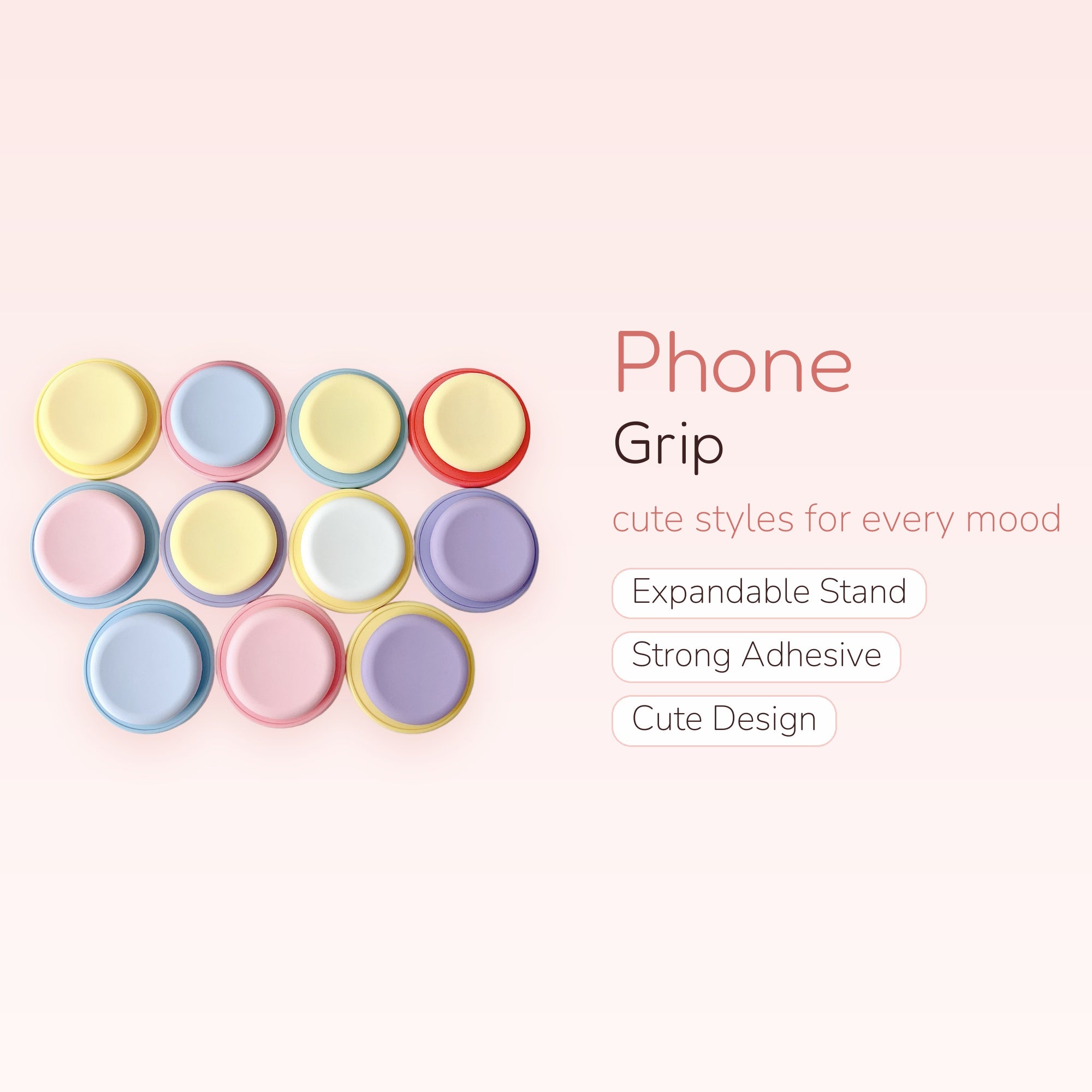 Pastel Silicone Circle Phone Grip | Cute Expandable Pop Socket Stand