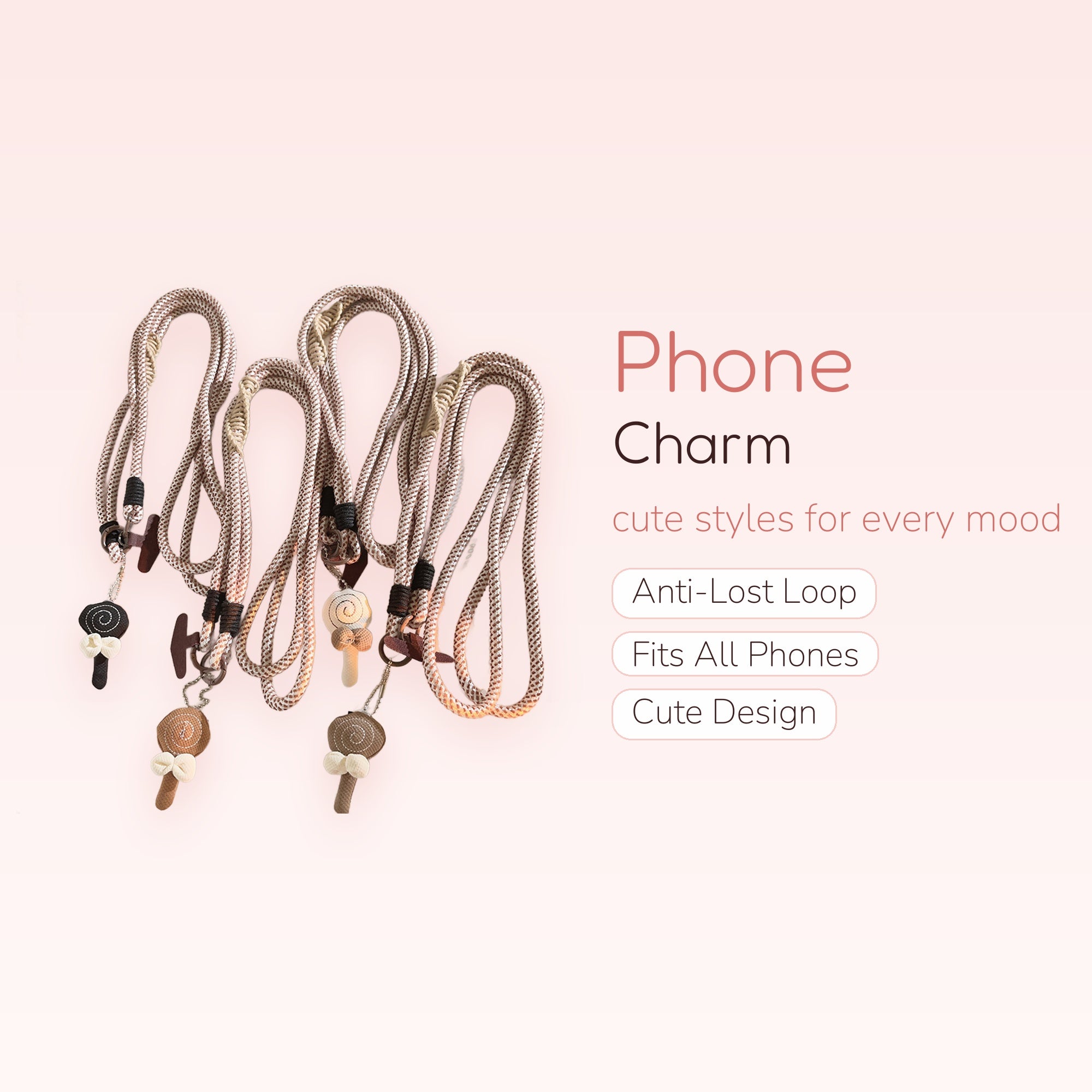 Kawaii Lollipop Phone Lanyard Charm | Aesthetic Rope Strap with Cute Pendants