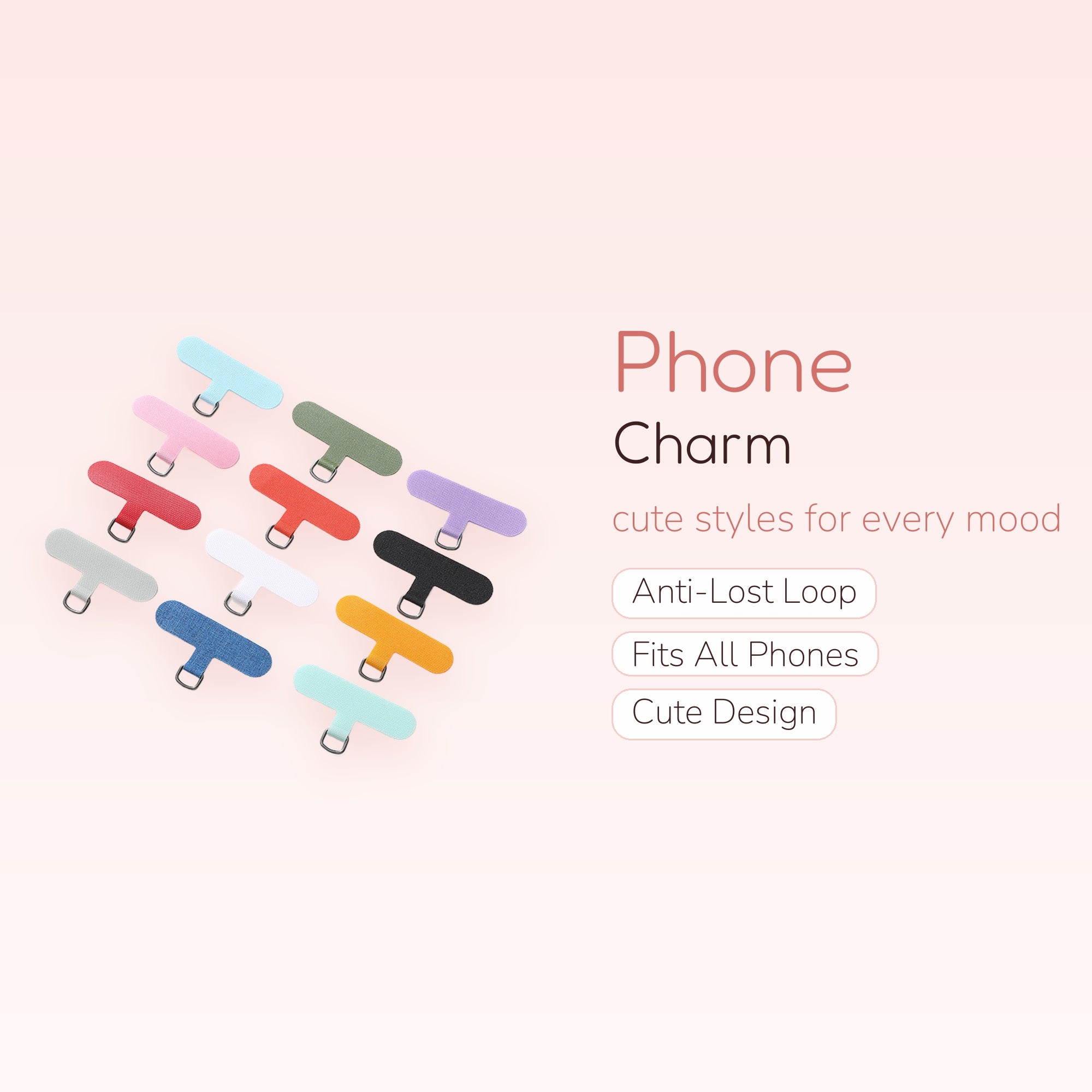 SIMPLYBUBBI — Assorted Solid Phone Lanyard Patches | Universal Phone Tether Tabs