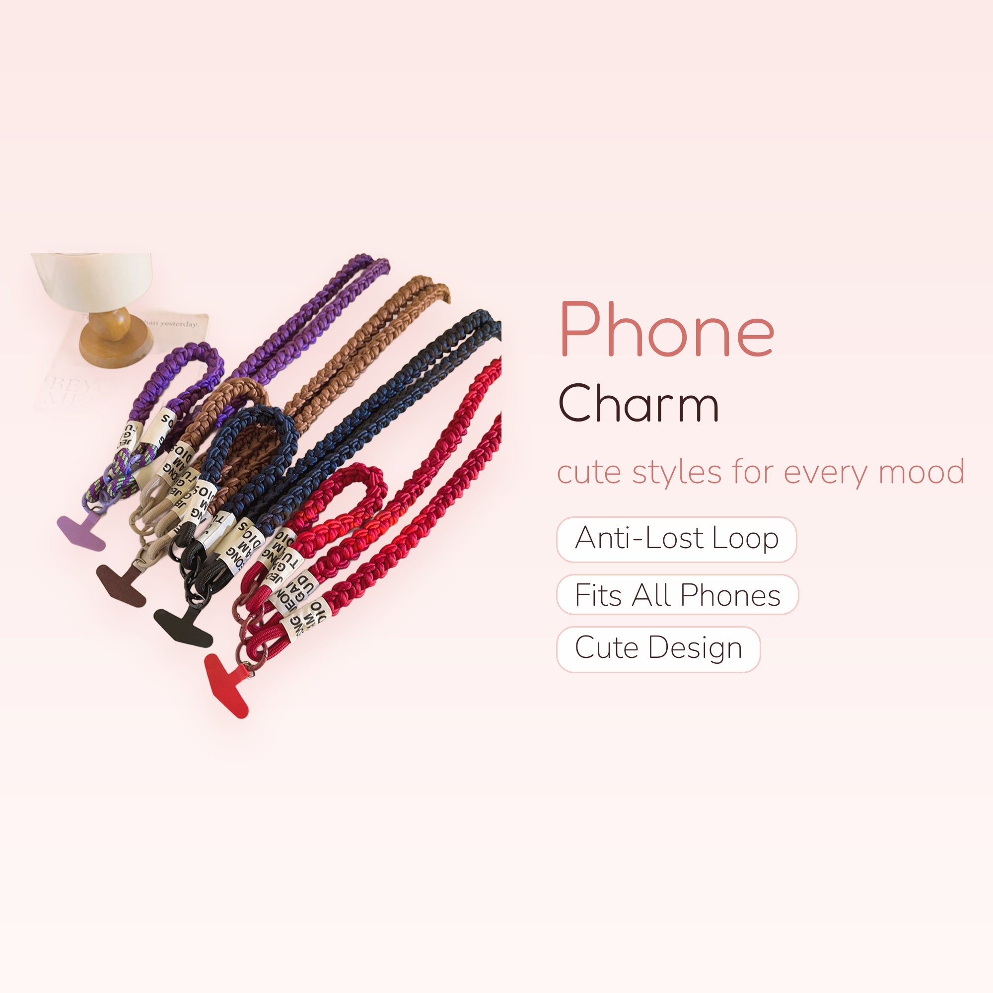 Braided Rope Phone Charm Lanyard | Colorful Woven Wrist Strap
