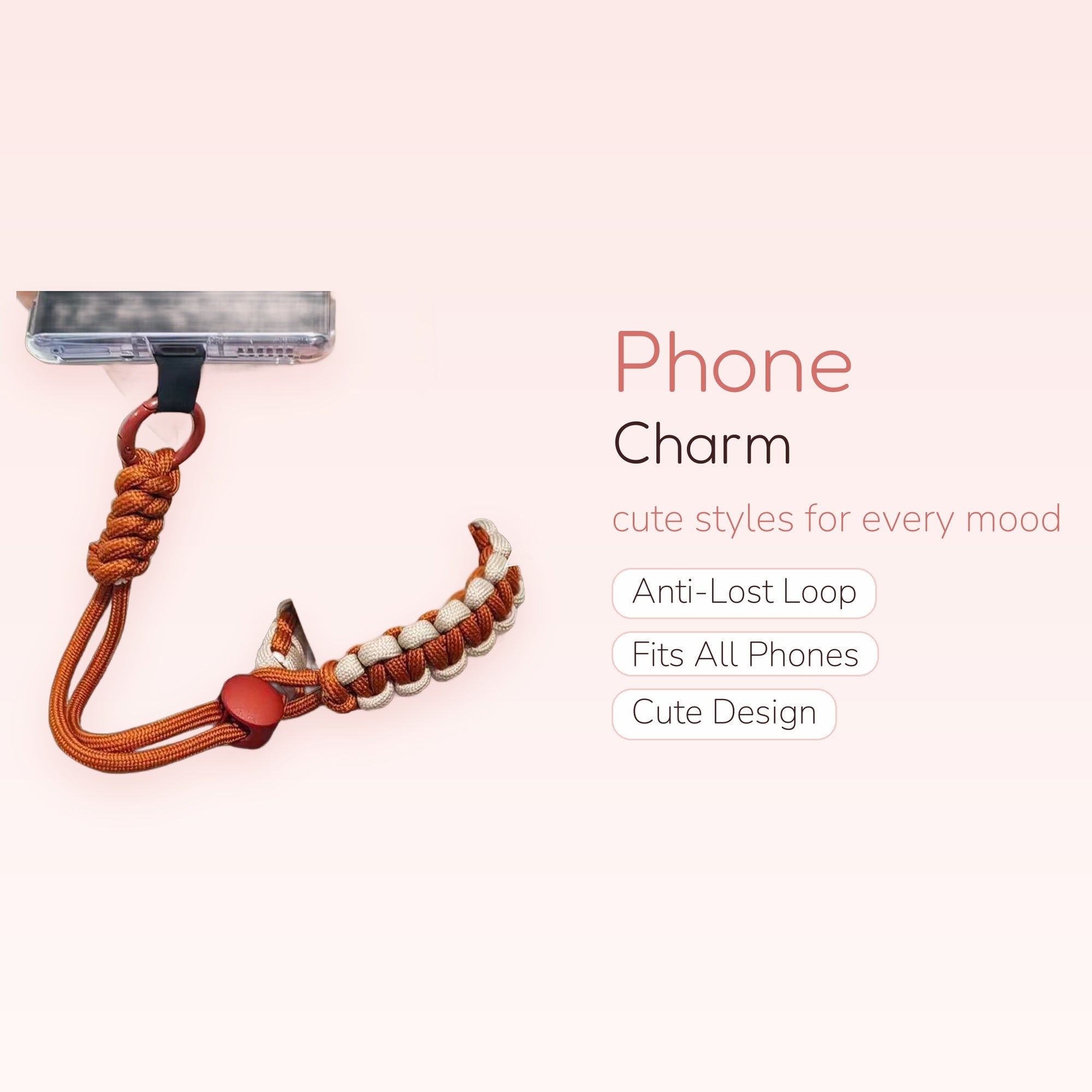 Adjustable Braided Paracord Phone Charm Strap | Durable Wrist Lanyard