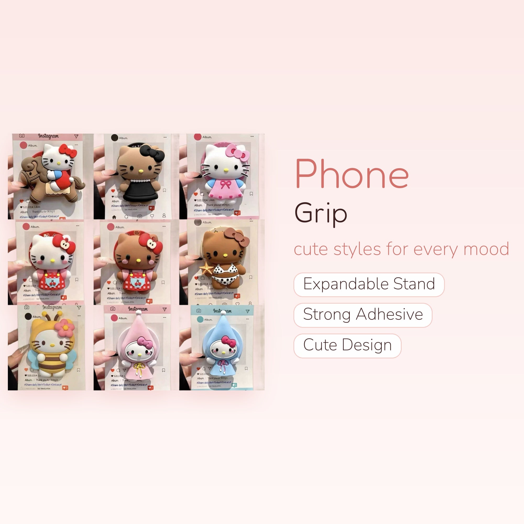 Kawaii Hello Kitty & Friends Silicone Phone Grips | Cute Pop Socket Stands
