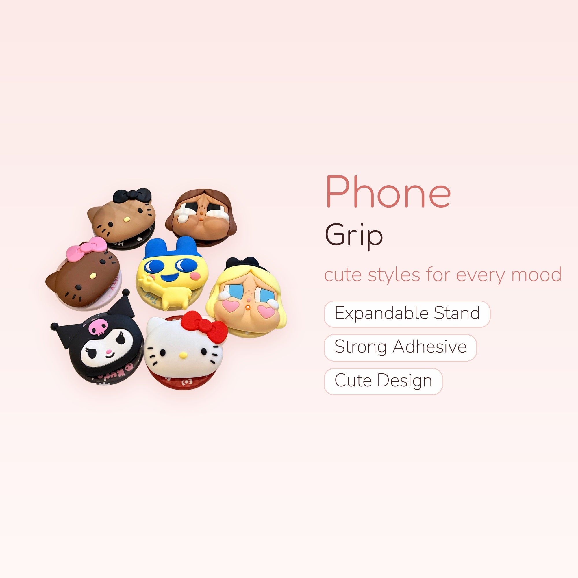 Kawaii Cartoon Character Phone Grip | Cute Pop Socket Stand for Phones