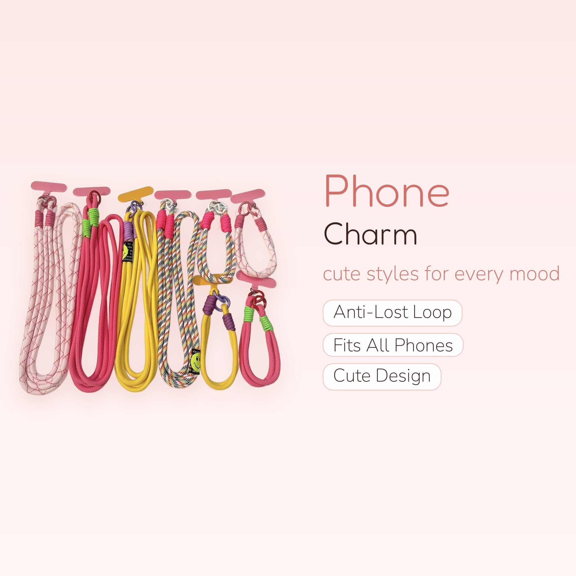Colorful Braided Rope Phone Charm Lanyard | Aesthetic Wrist Strap for Phone