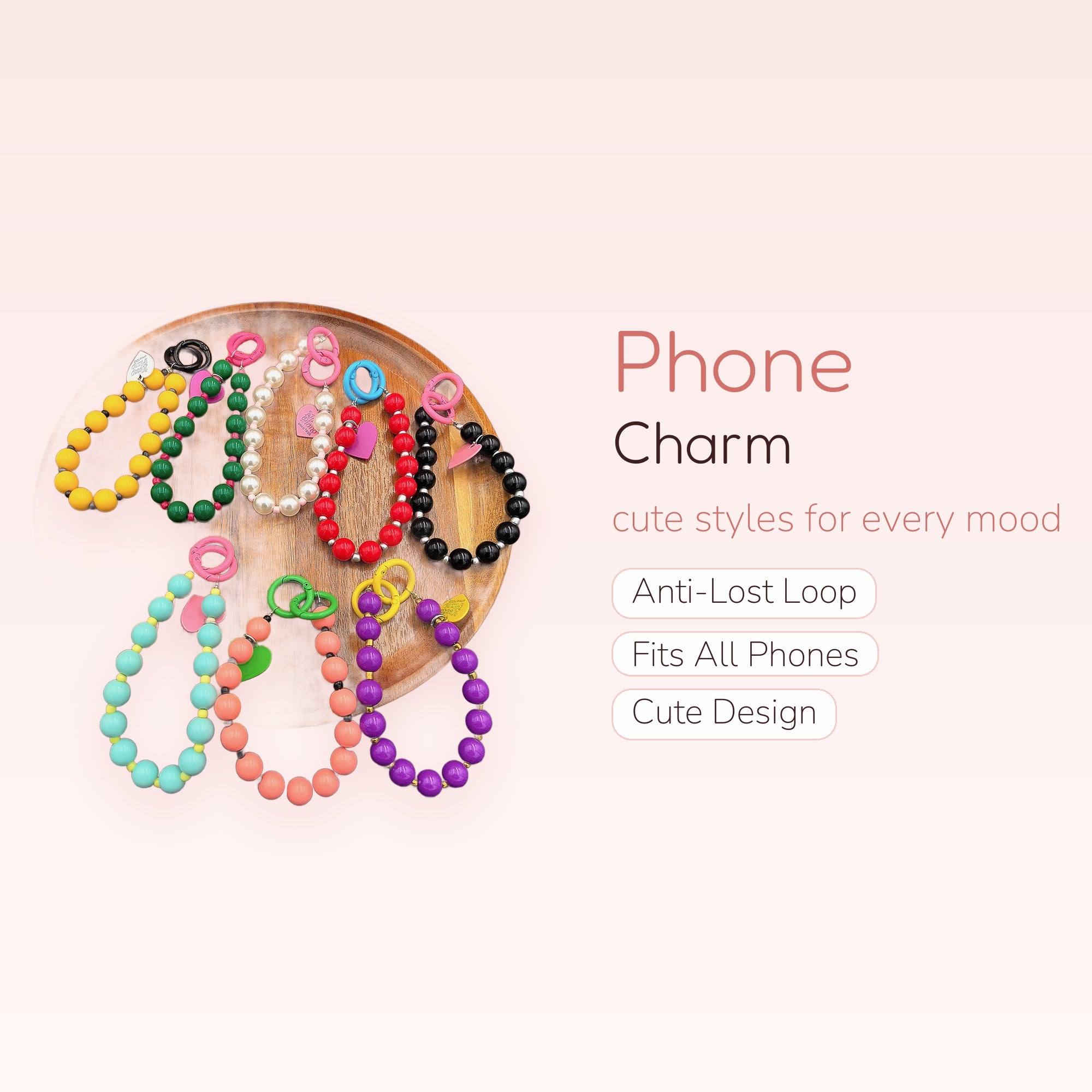 Colorful Beaded Phone Charm Wristlet | Y2K Aesthetic Keychain Strap
