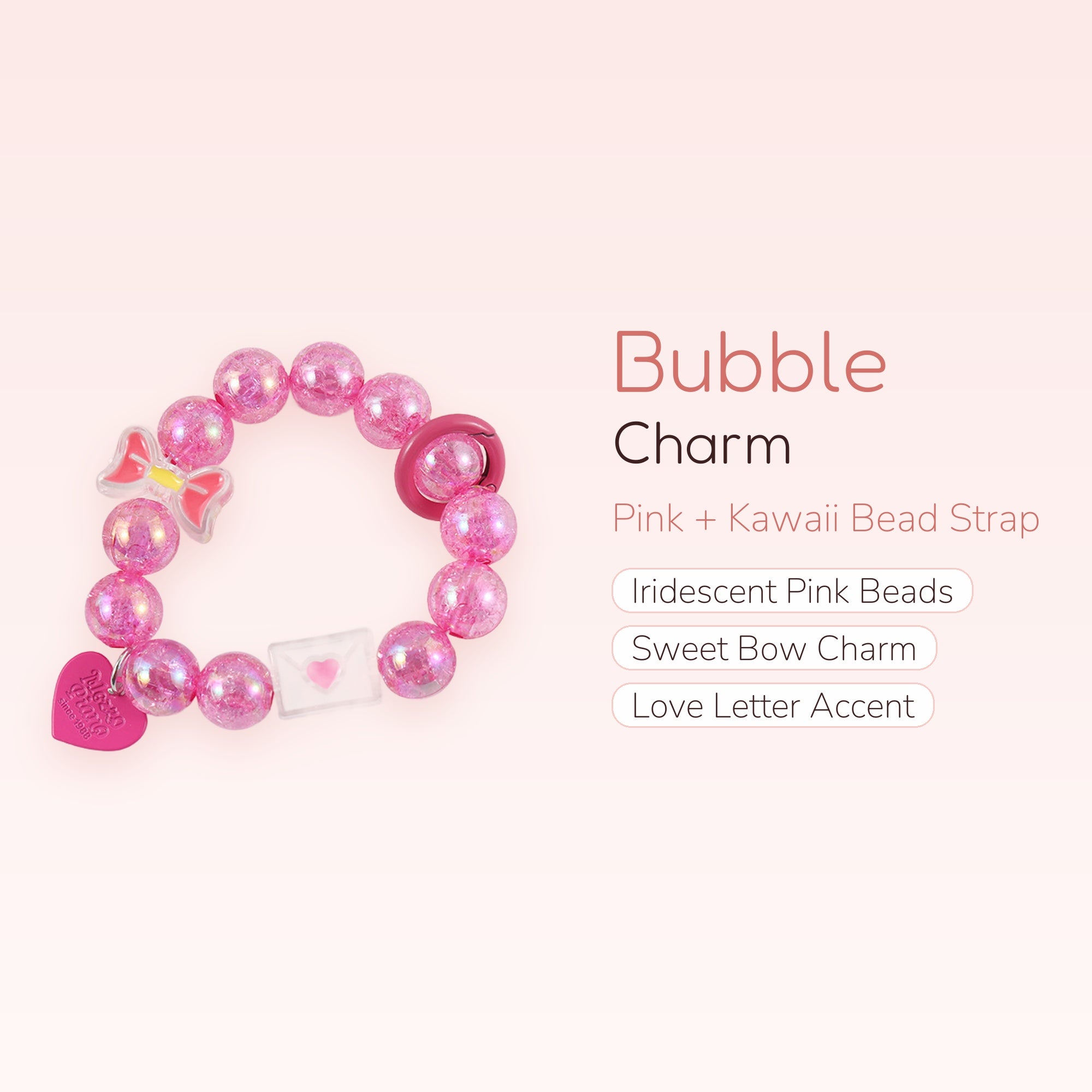 Pink Bubble Bead Phone Charm Strap | Kawaii Wrist Lanyard