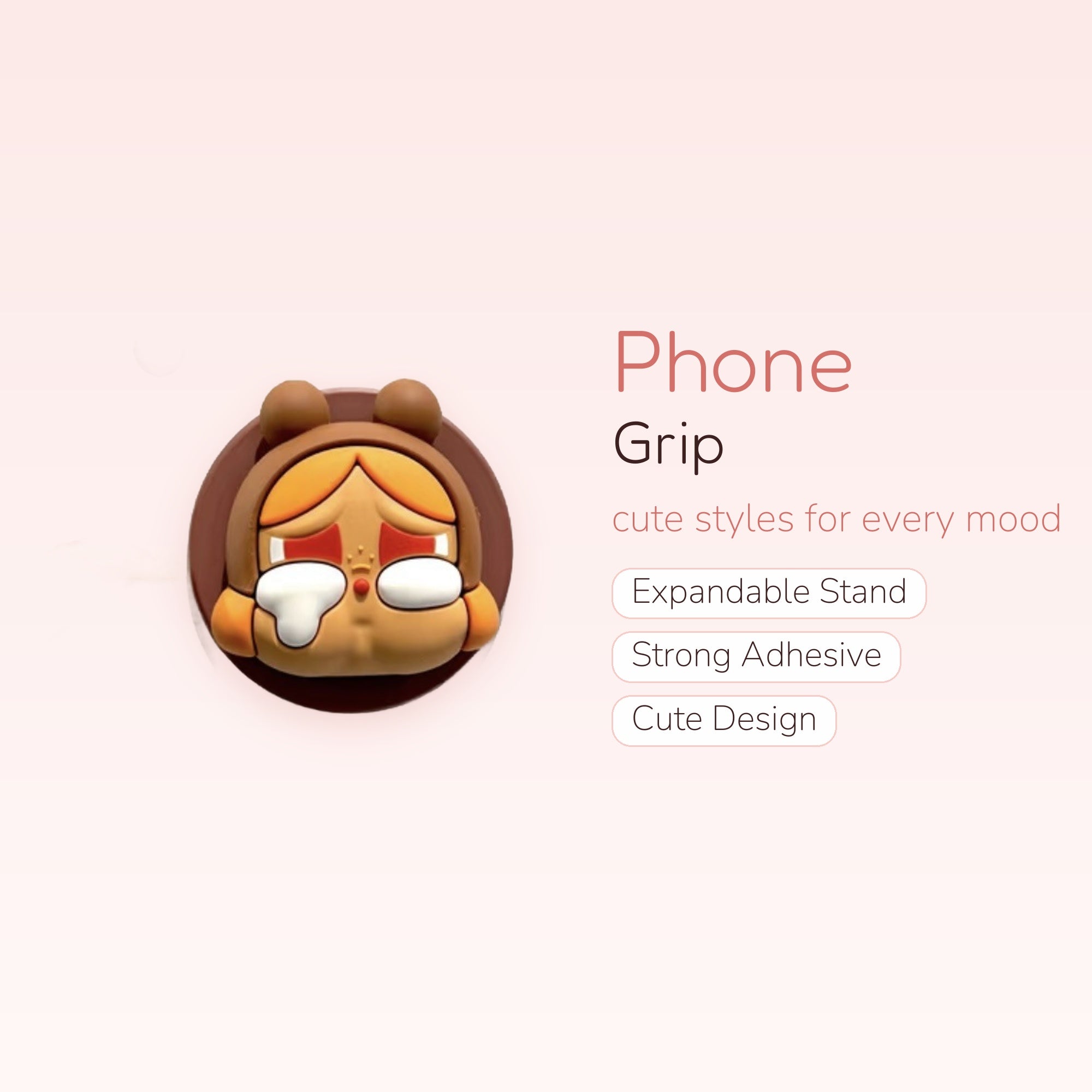 Crying Bear Instagram Post Phone Grip | Kawaii Pop Socket Stand