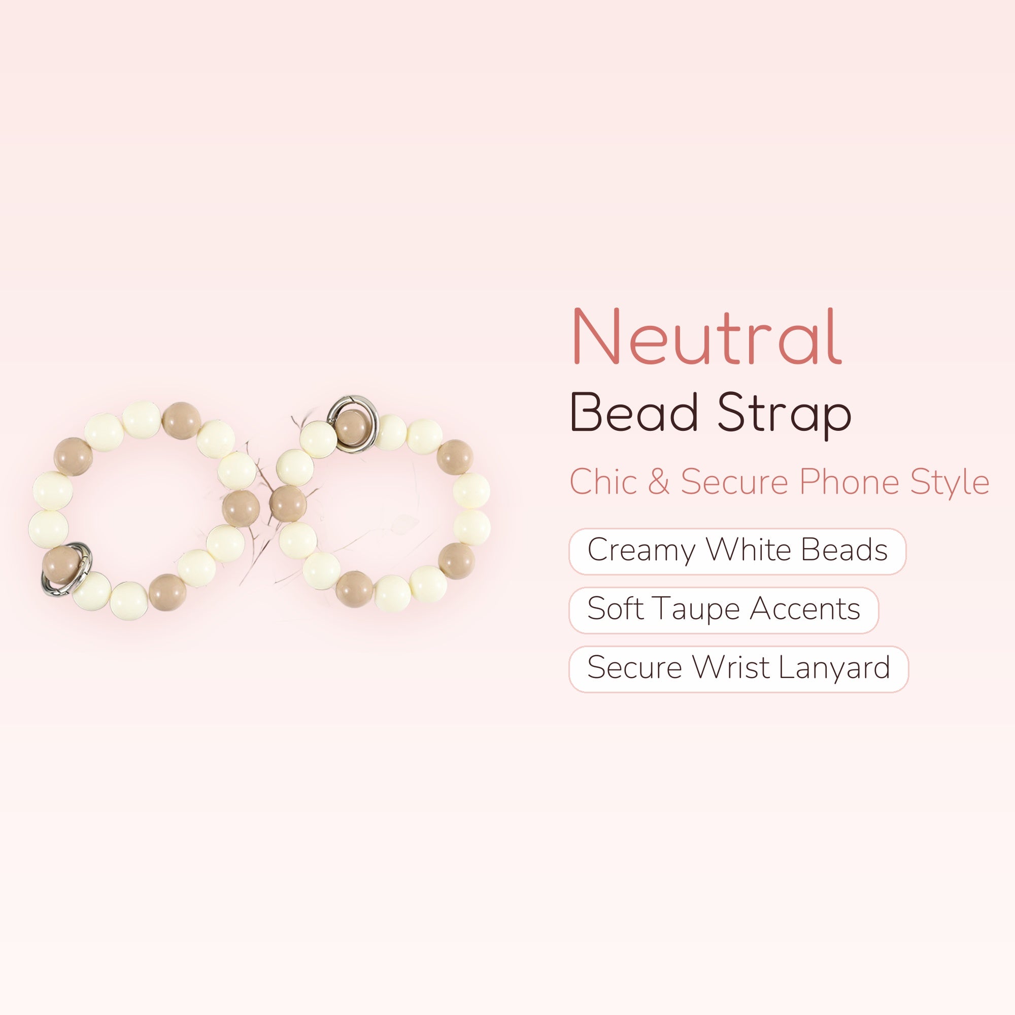 Chic Bead Phone Charm Strap | Neutral Tone Wrist Lanyard