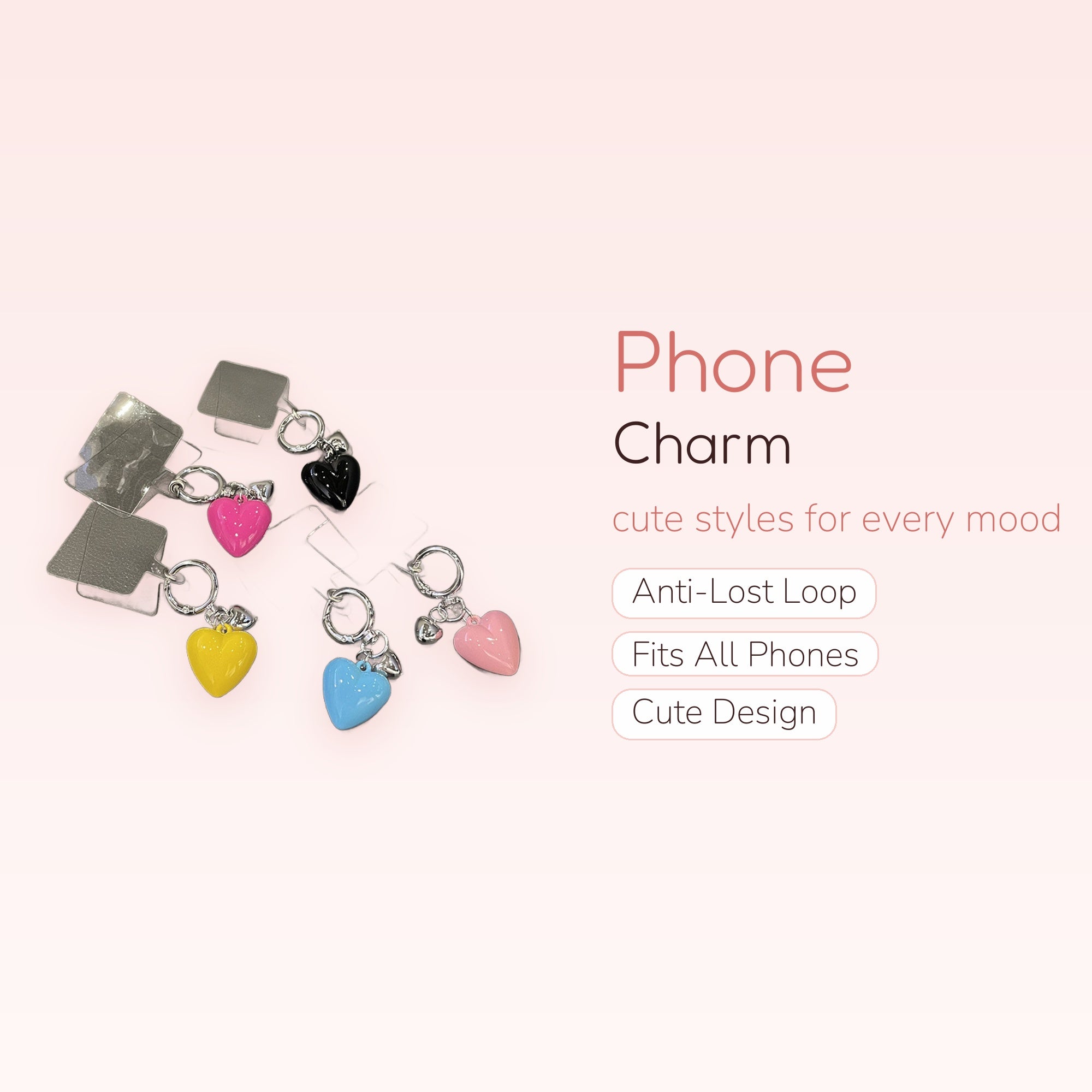 Aesthetic Heart Phone Charm | Colorful Y2K Keychain for Phone