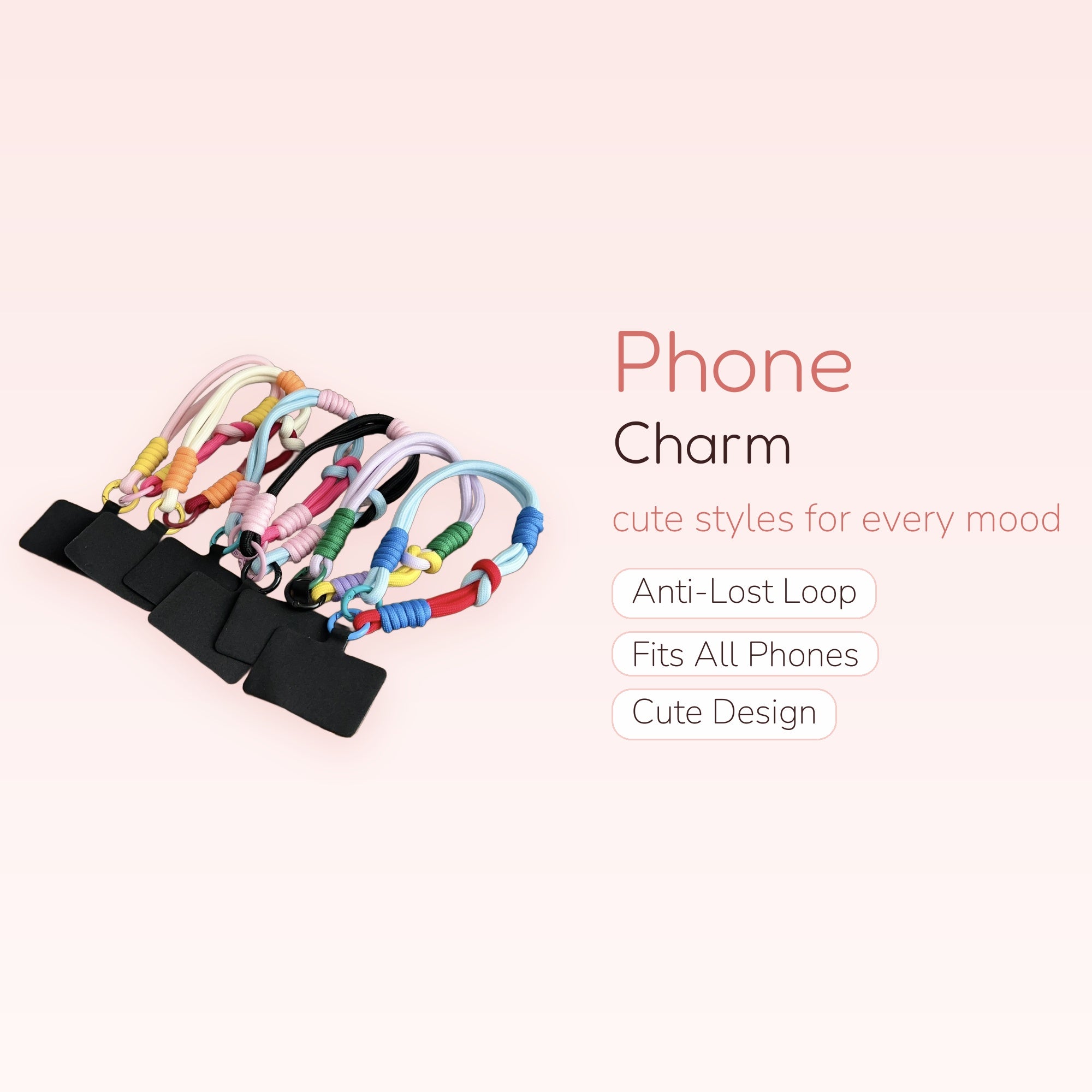 Colorful Braided Rope Phone Charm Strap | Aesthetic Wrist Lanyard for Phone