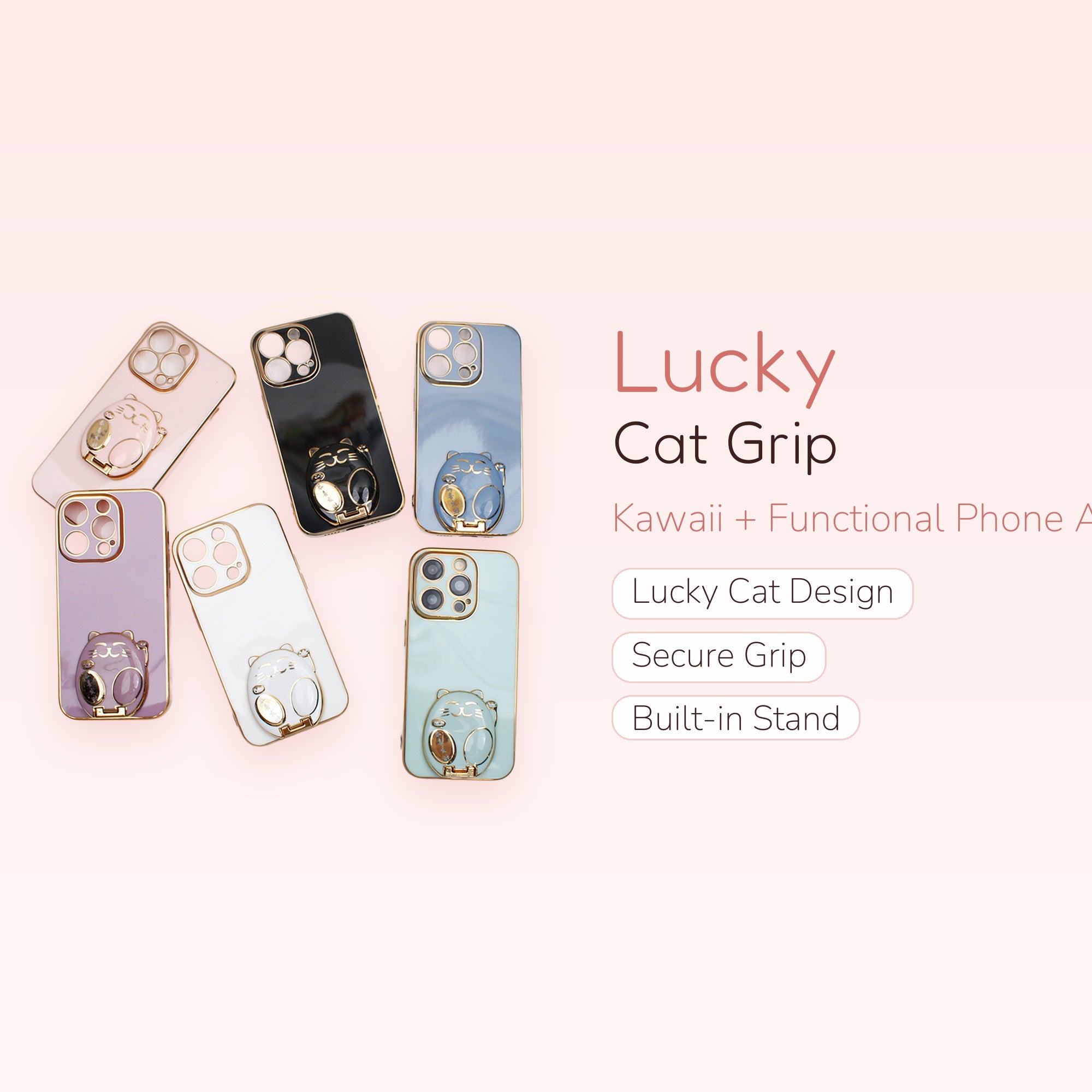 Lucky Cat Phone Grip Stand | Kawaii Maneki Neko Phone Holder