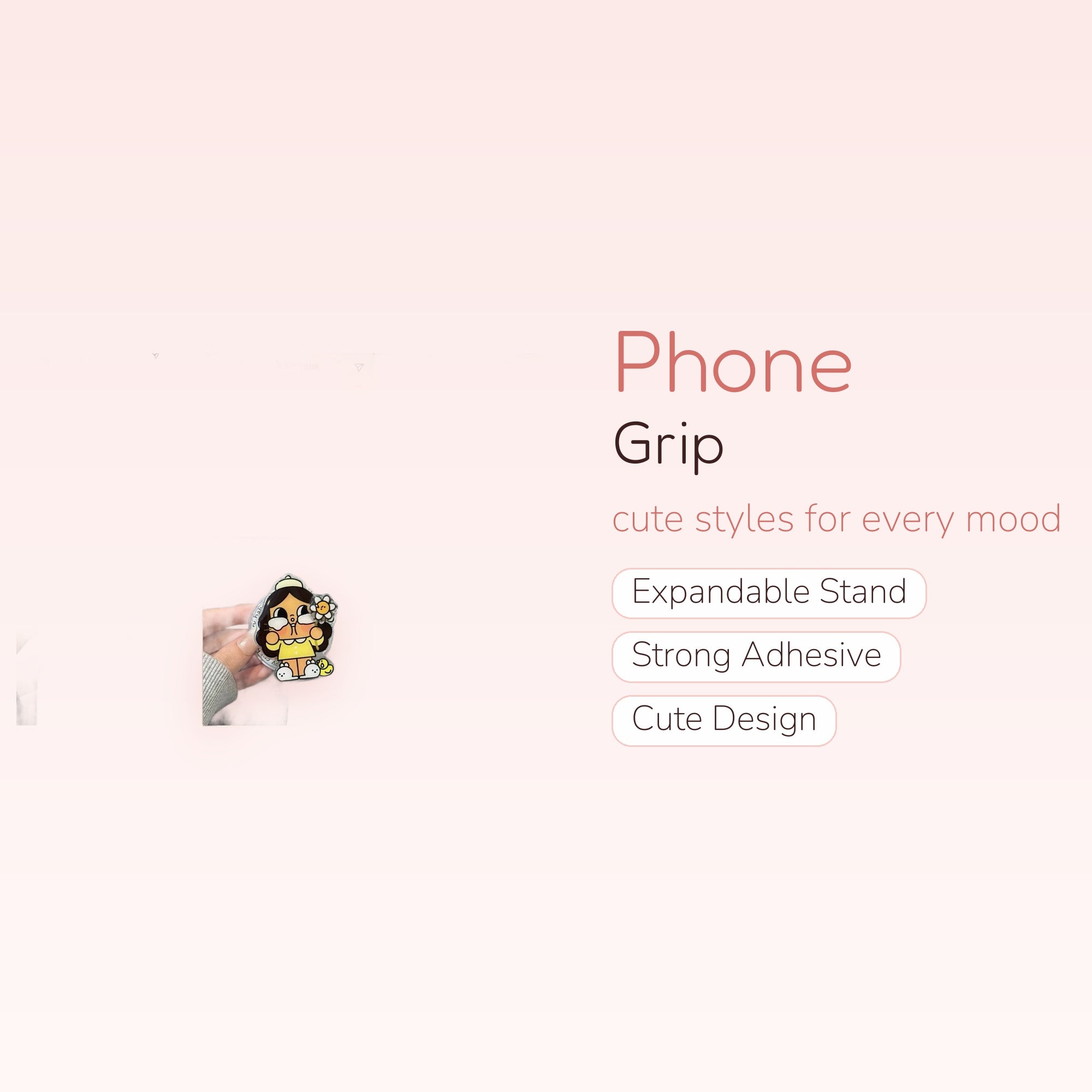 Kawaii Crying Anime Girl Phone Grip Collection | Cute Pop Socket Stand for Phones