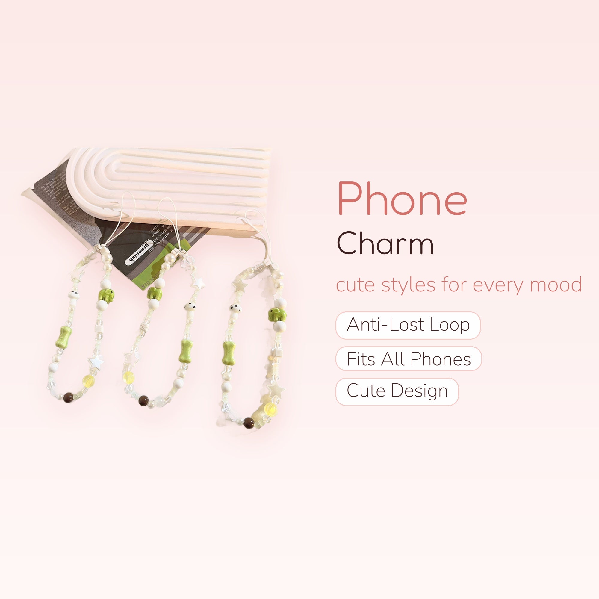 Cute Green Frog & Mushroom Phone Charm | Aesthetic Beaded Wrist Strap