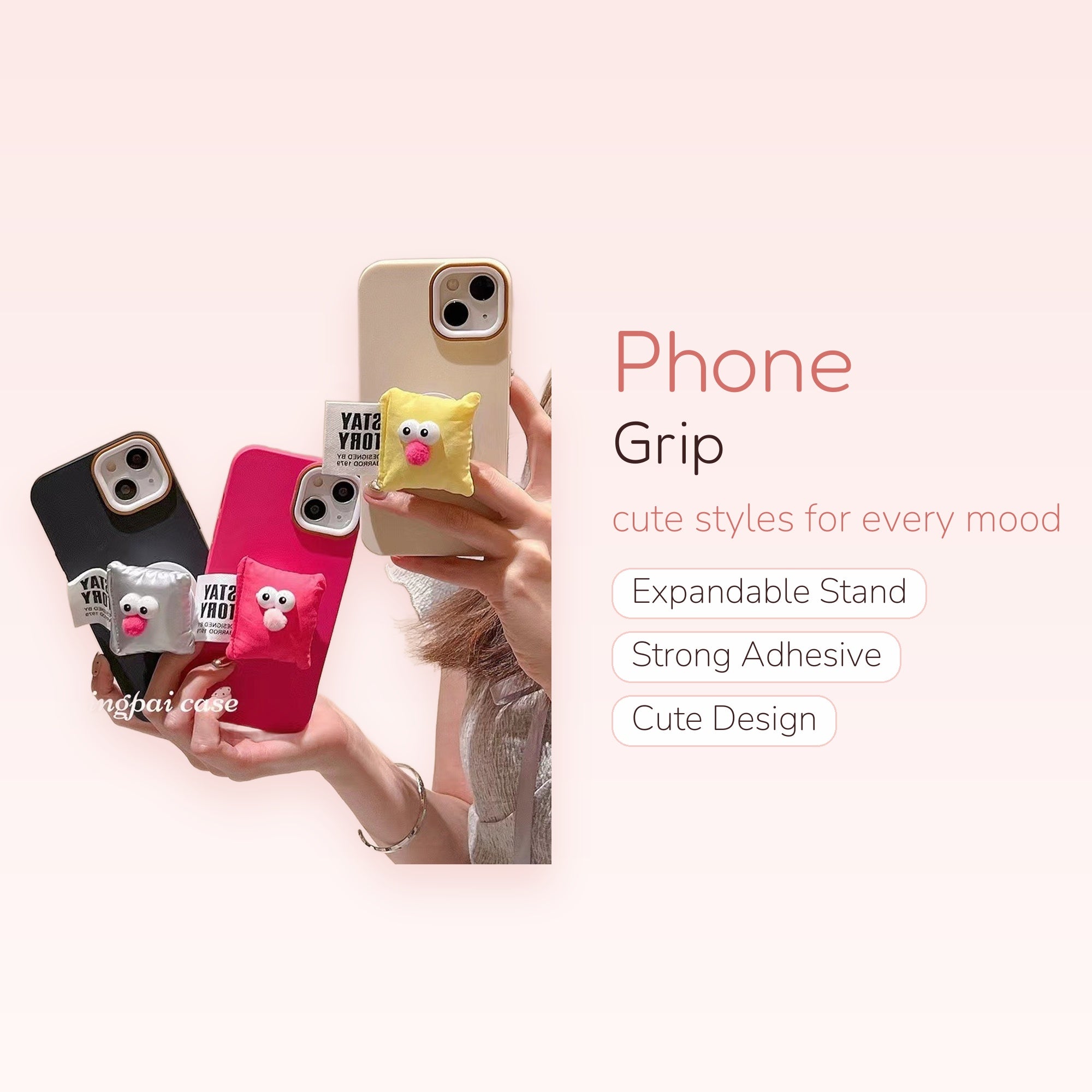 Cute Cartoon Pillow Phone Grip | Kawaii 3D Character Pop Socket Stand