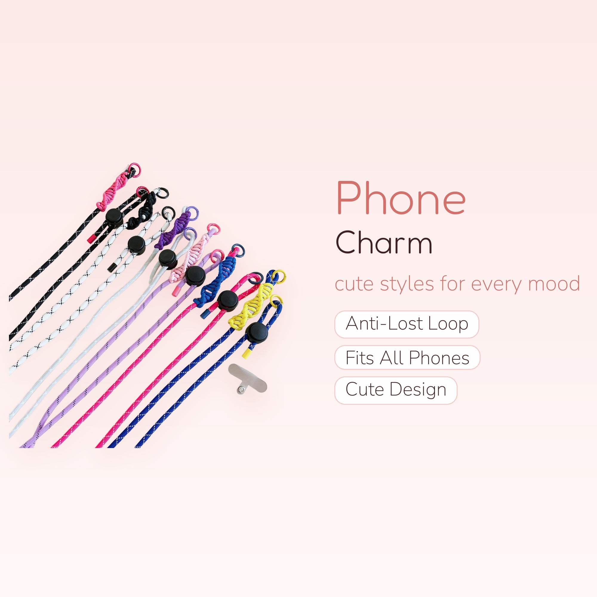 Colorful Adjustable Rope Phone Charm Lanyard | Aesthetic Crossbody Strap for Phones
