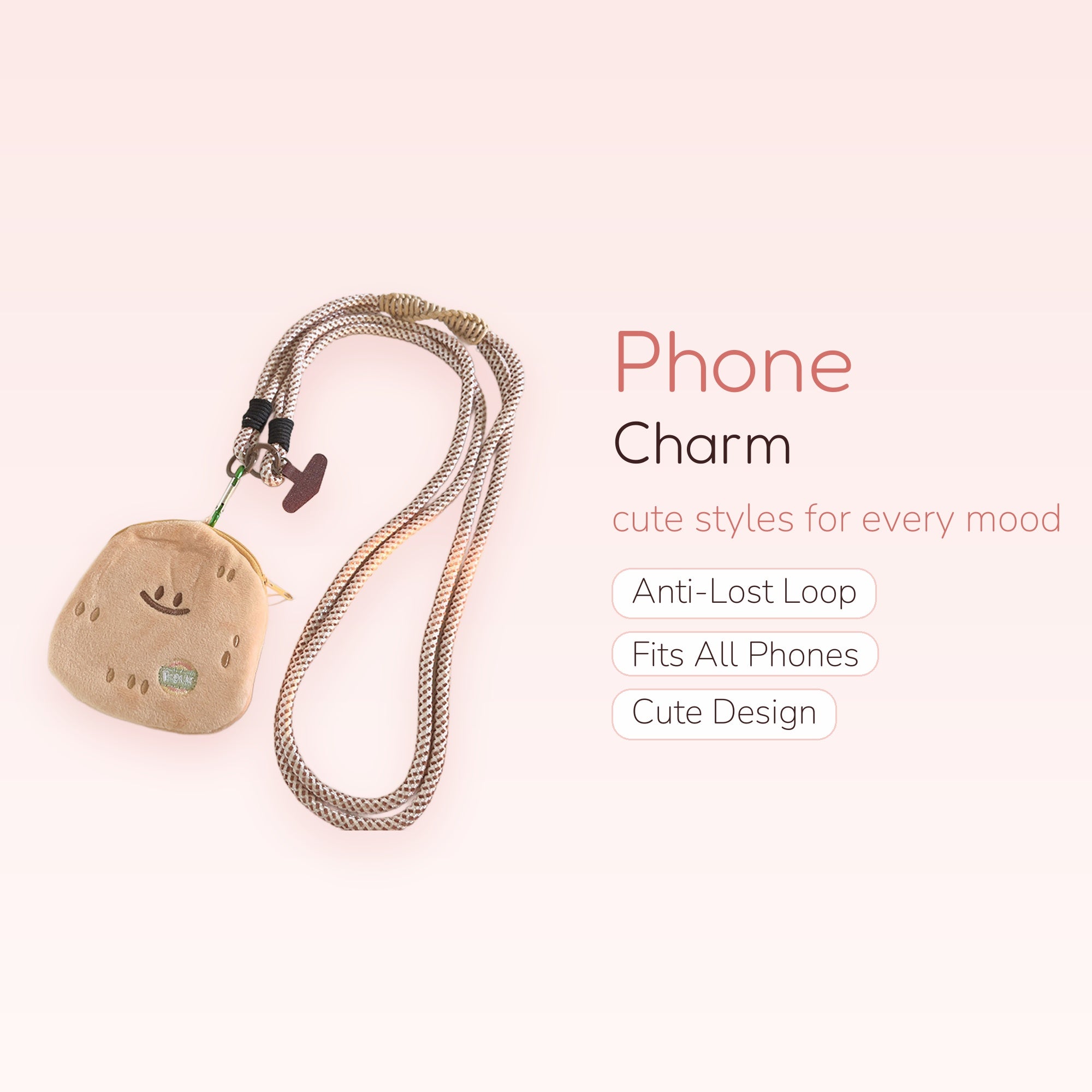 Cute Potato Plush Phone Charm Lanyard | Kawaii Adjustable Crossbody Strap