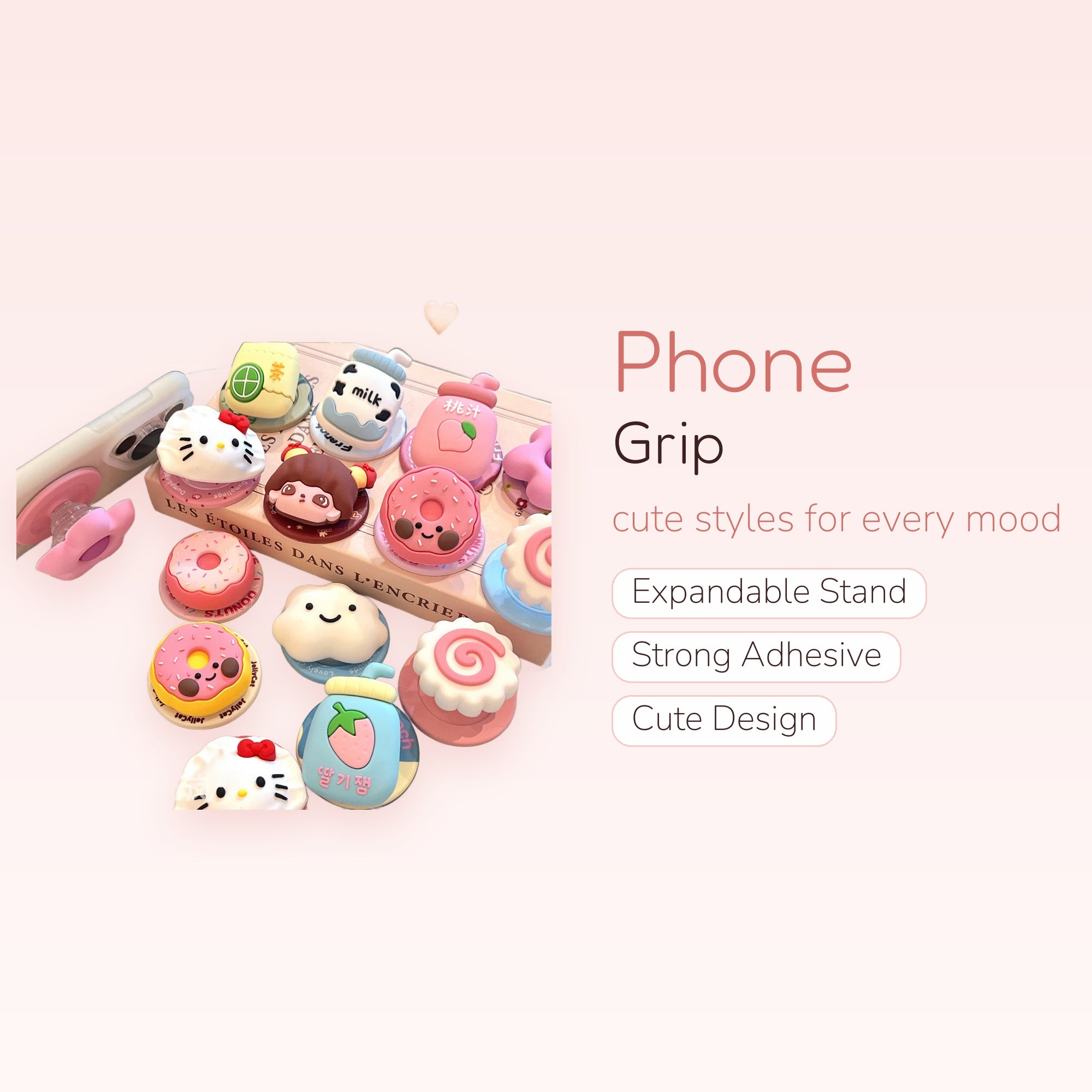 Kawaii Cartoon Character Phone Grip | Cute Silicone Pop Socket Stand