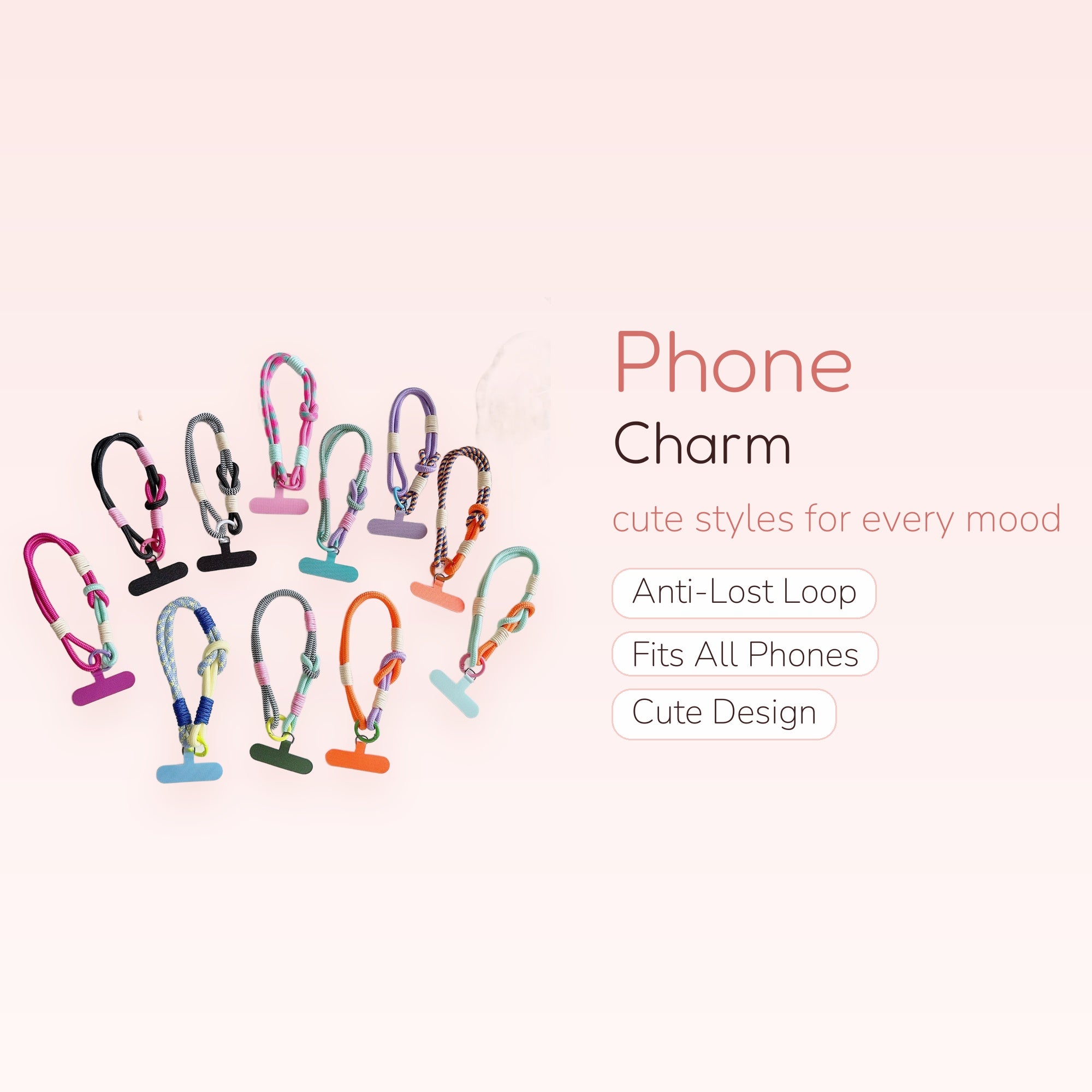 Colorful Braided Rope Phone Charm Strap | Aesthetic Wrist Lanyard