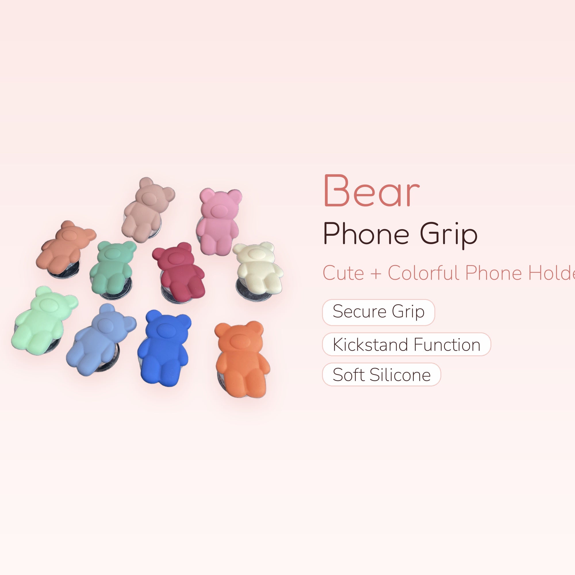 Cute Bear Pop Socket Phone Grip | Kawaii Animal Phone Holder Stand