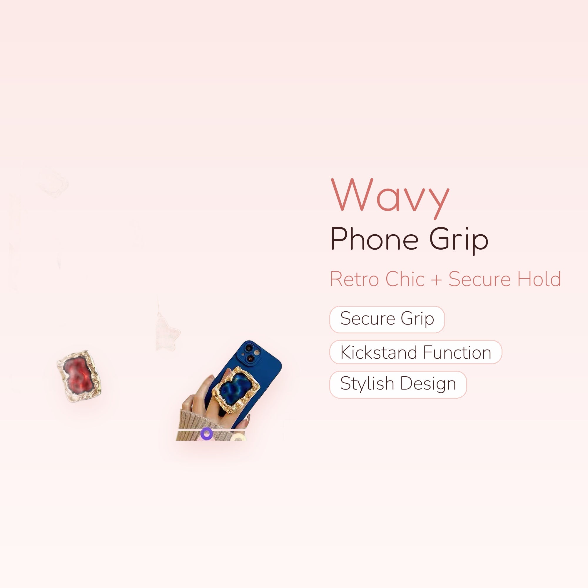 Wavy Retro Phone Grip Stand | Cute Pop Socket Holder