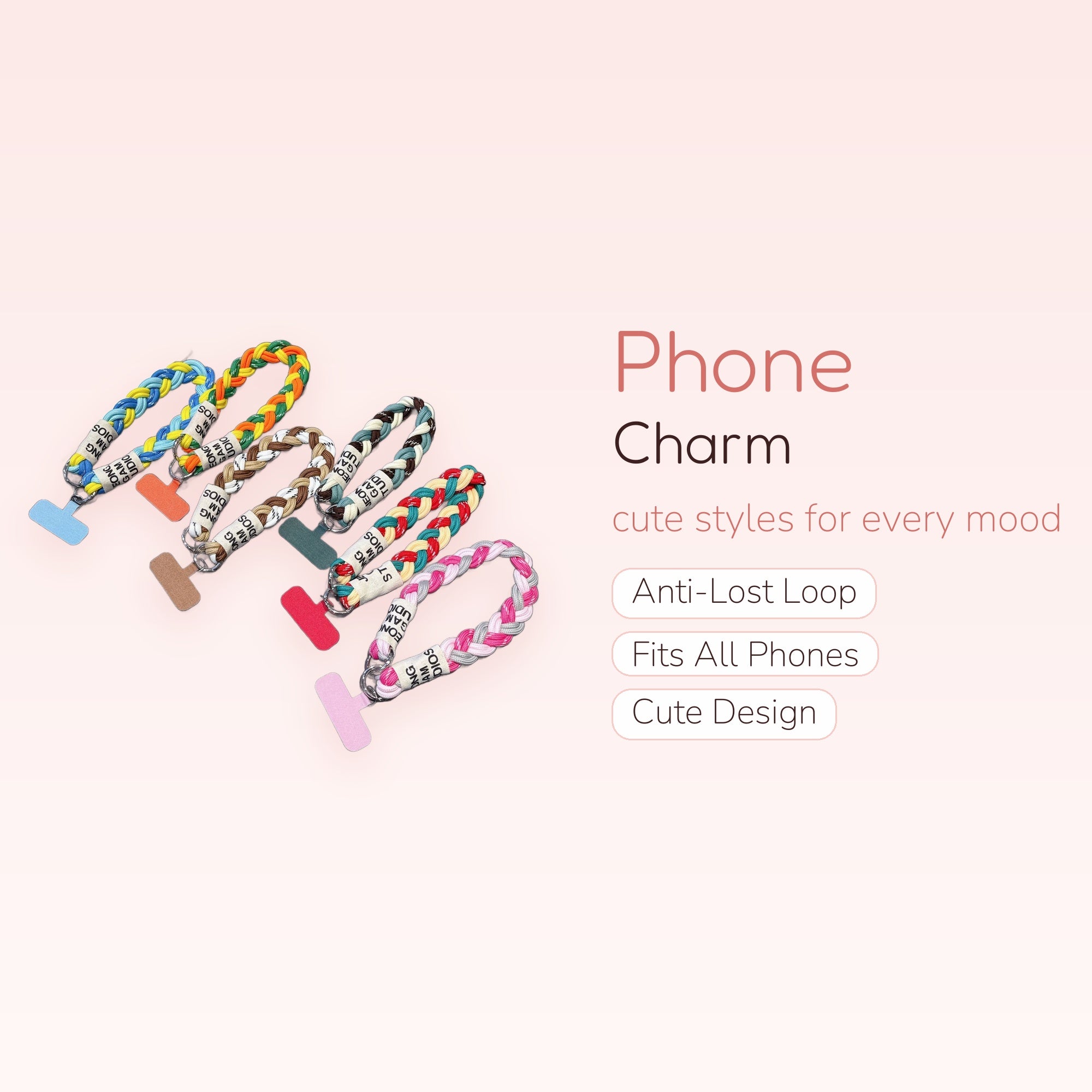 Colorful Braided Wrist Phone Charm Lanyard | Aesthetic Woven Strap for Phones