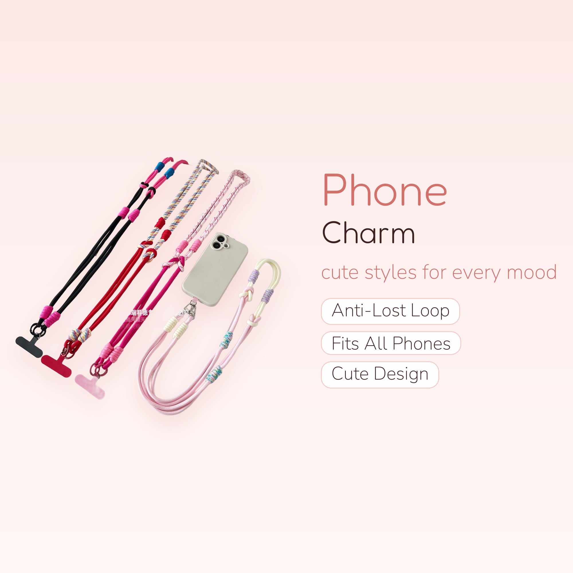 Colorful Braided Rope Phone Lanyard | Adjustable Crossbody Phone Strap with T-Tab