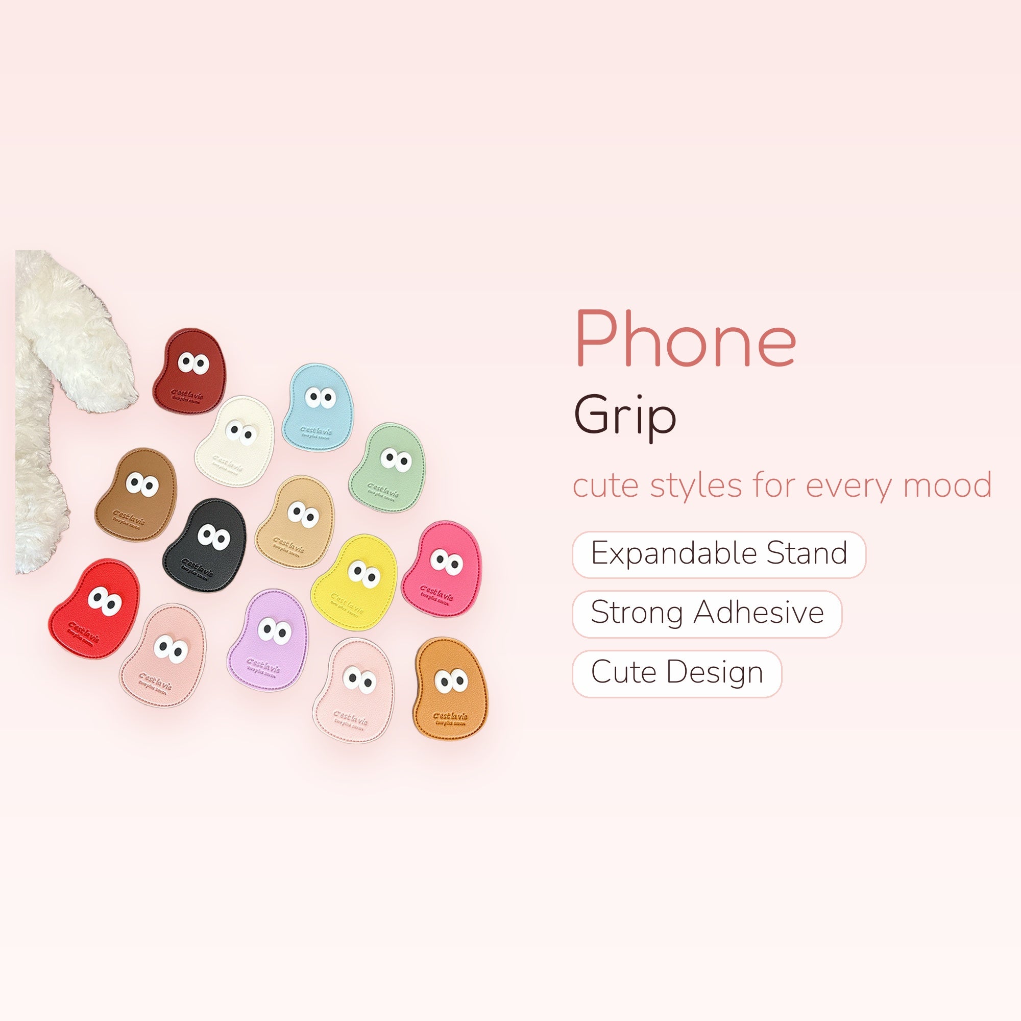 Cute Cartoon Bean Phone Grip | Kawaii Googly Eye Pop Socket Stand