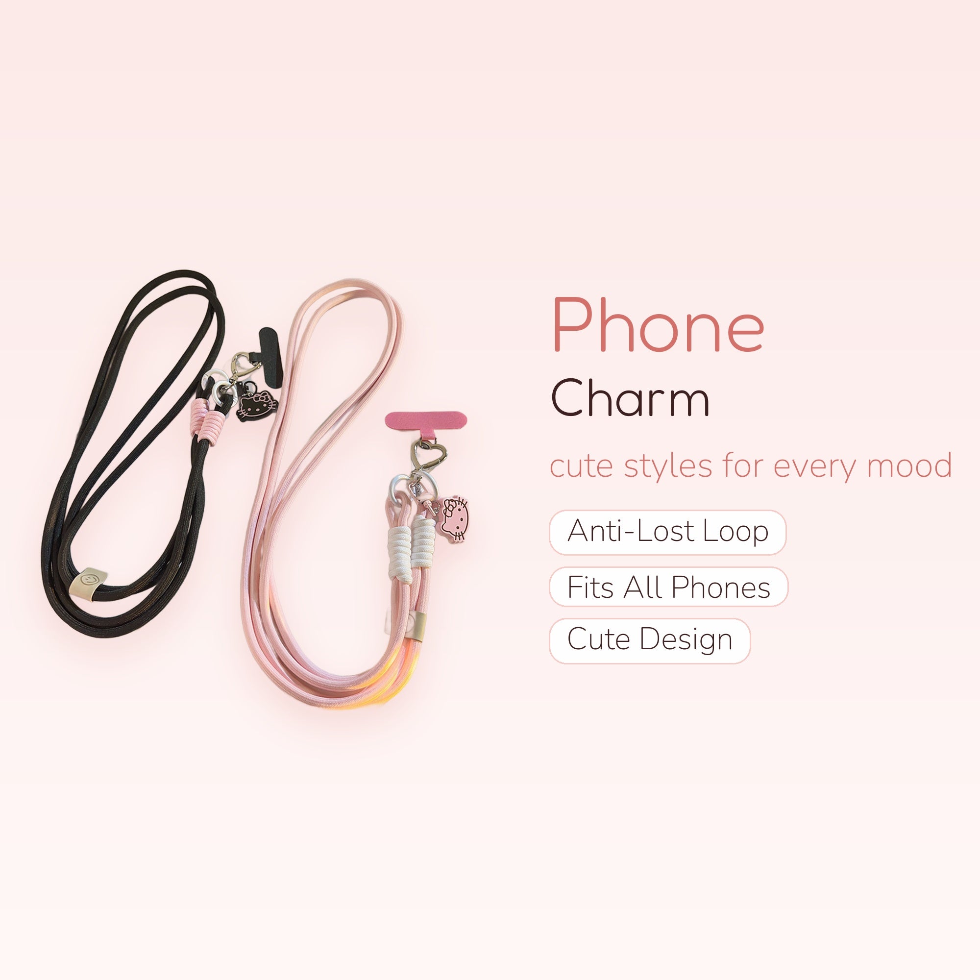 Kawaii Hello Kitty Phone Lanyard Strap | Cute Crossbody Phone Charm