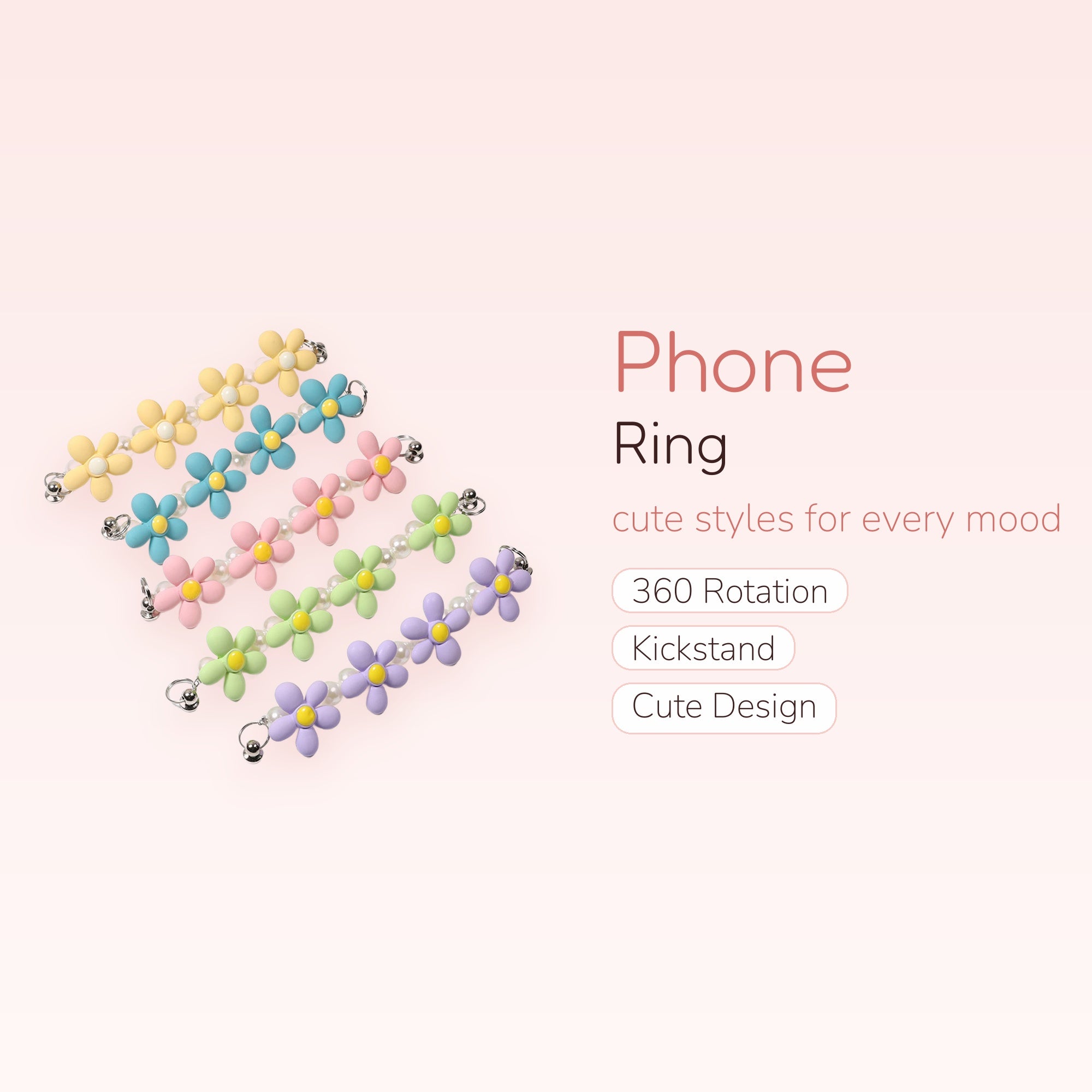 Resin Flower Charms, Multicolored Floral Pendants | SIMPLYBUBBI Phone Ring